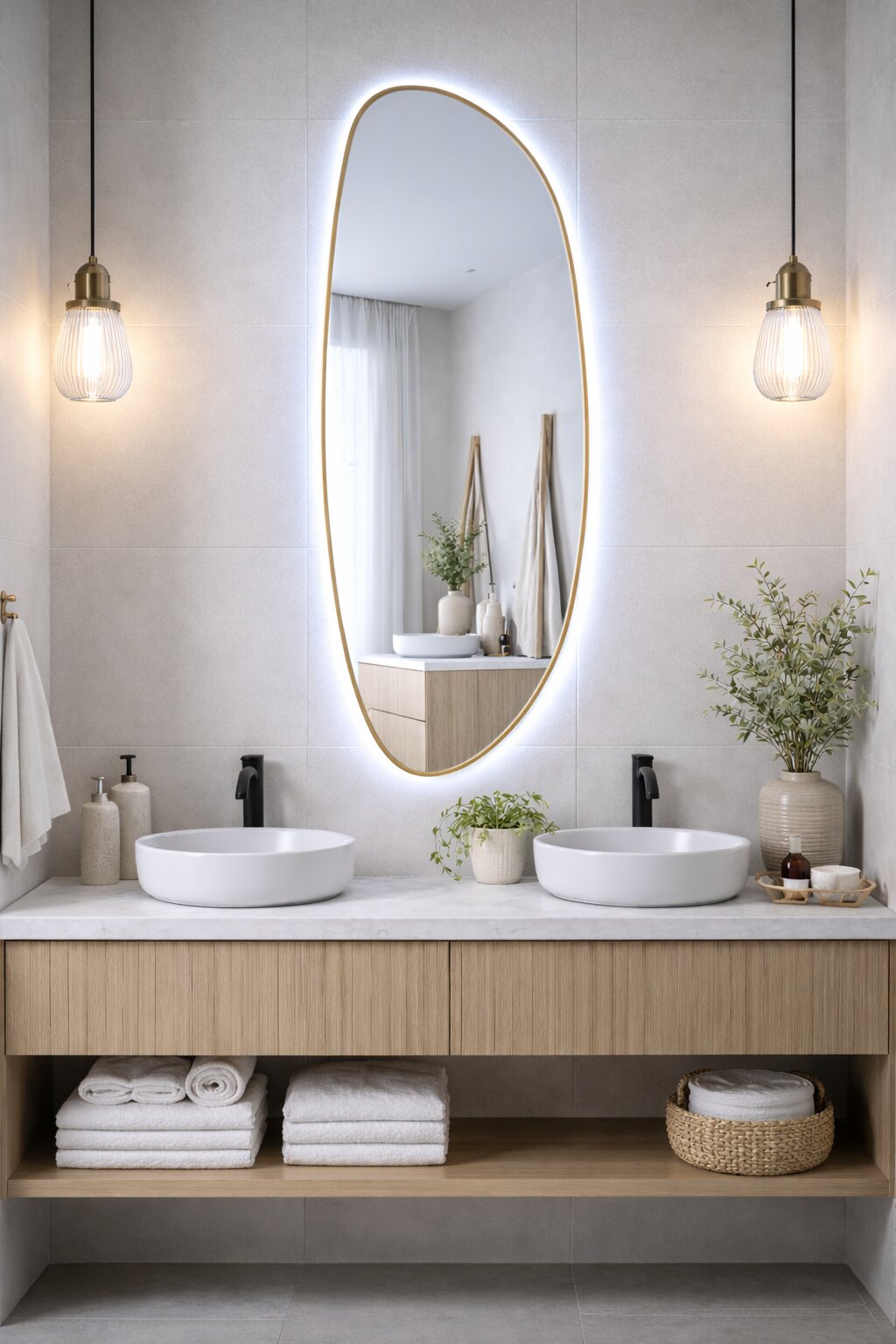 Baltica Design Stone Fluid miroir 50x155 cm avec éclairage doré 5904107932781