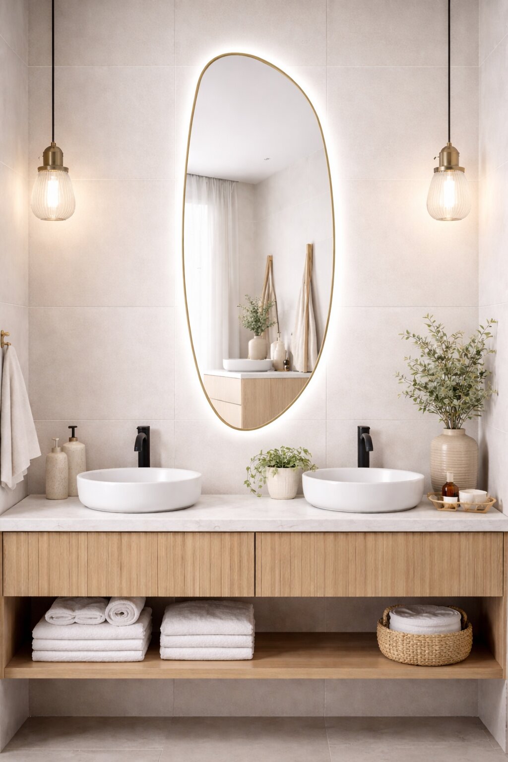 Baltica Design Stone Fluid miroir 50x155 cm avec éclairage doré 5904107932774