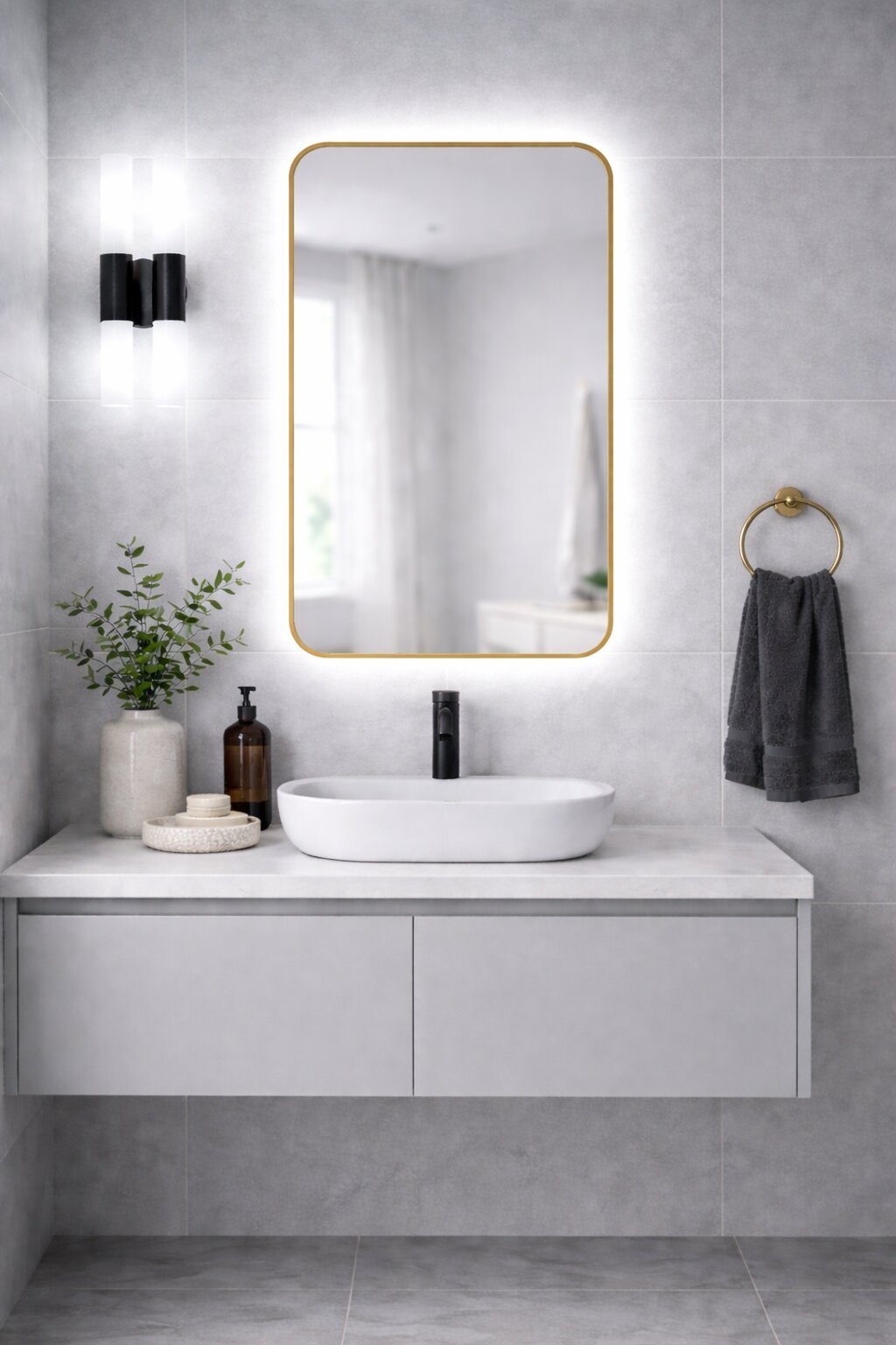 Baltica Design Stone Aura miroir 60x90 cm avec éclairage doré 5904107932842