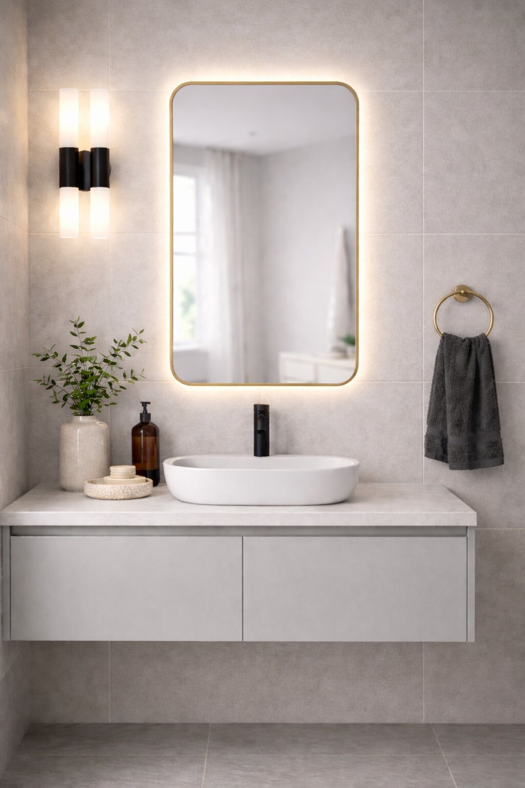 Baltica Design Stone Aura miroir 60x90 cm avec éclairage doré 5904107932835