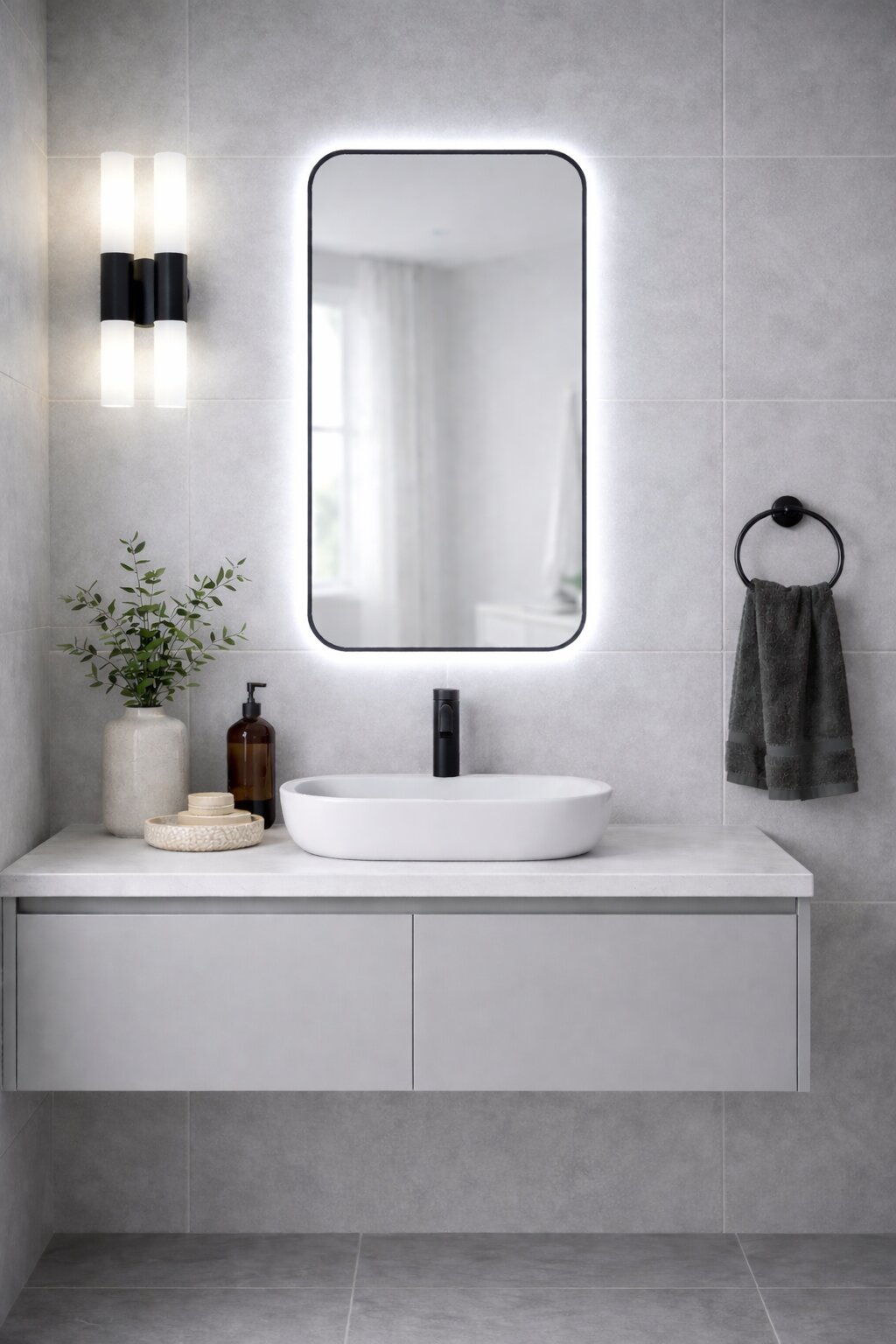 Baltica Design Stone Aura miroir 60x90 cm avec éclairage noir 5904107932811
