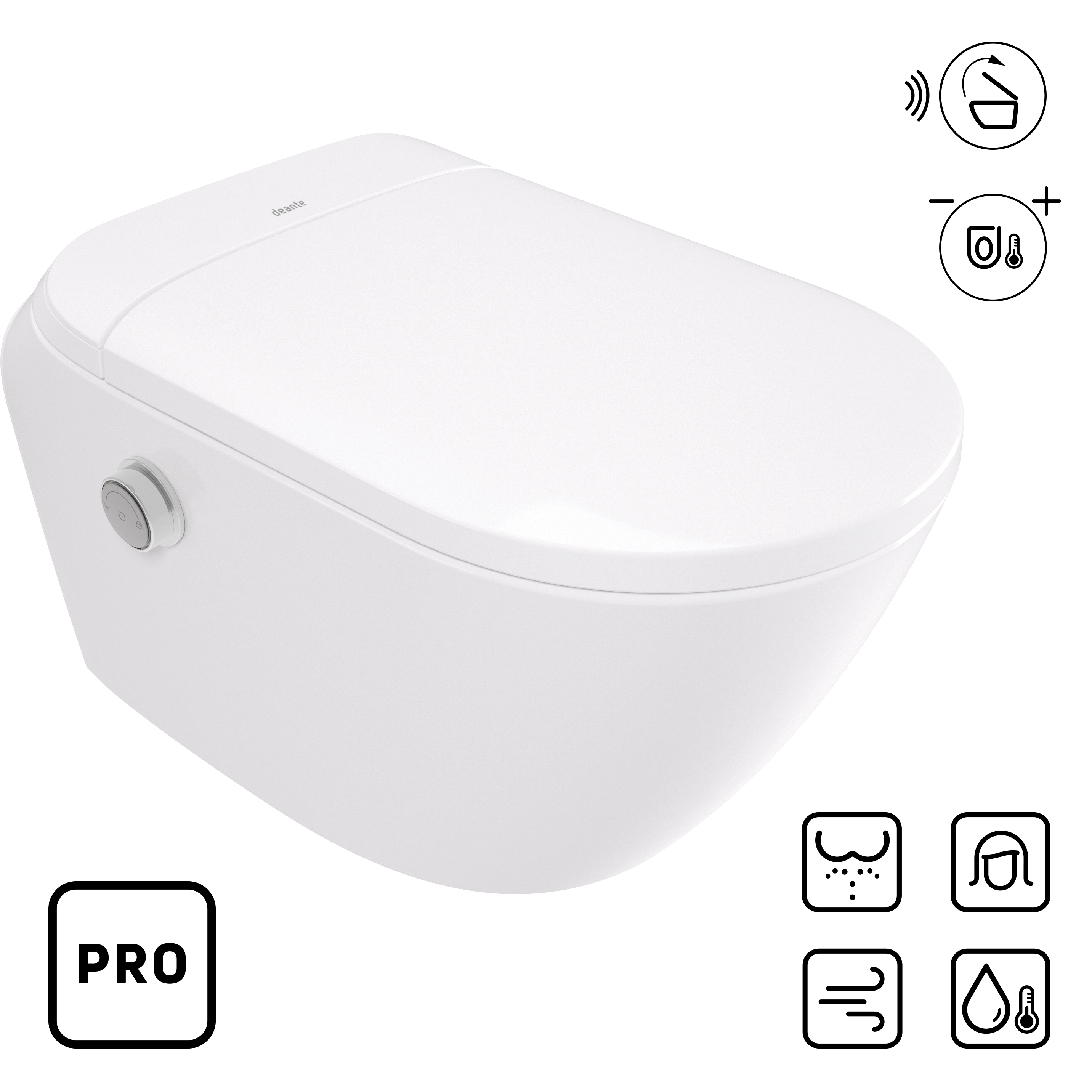 Deante Silia toilette lavante avec bouton de commande suspendue sans collerette blanc CSID6ZPW