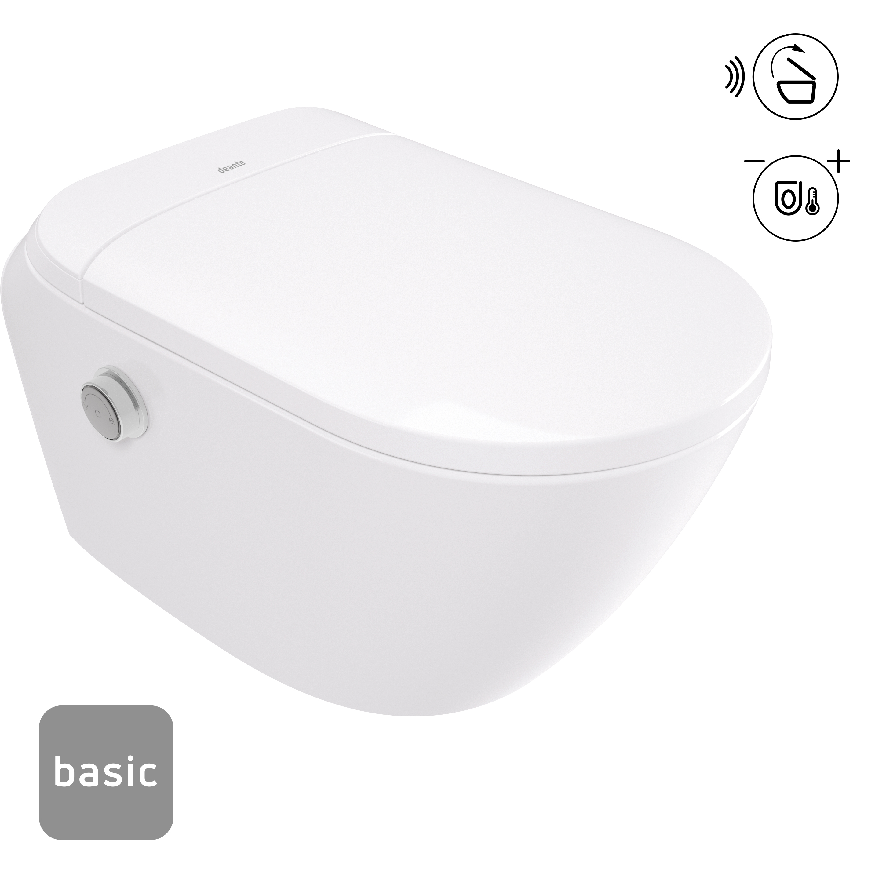 Deante Silia toilette lavante avec bouton de commande suspendue sans collerette blanc CSSD6ZPW