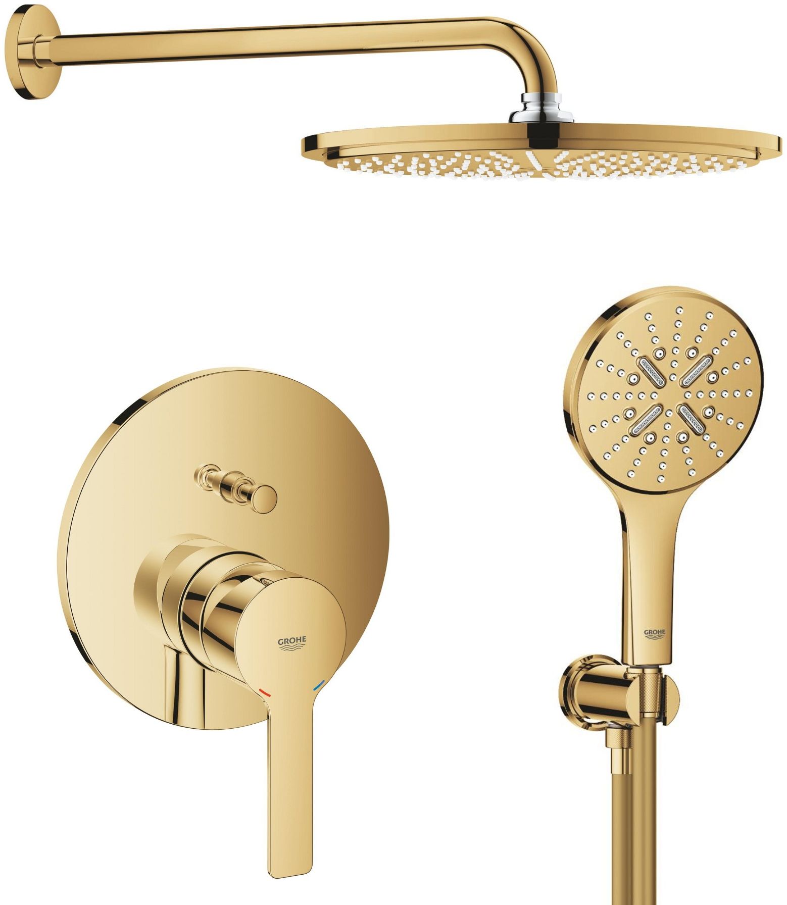 Set douche à effet de pluie Grohe Rainshower 26066GL0, mitigeur bain-douche Grohe Lineare 24064GL1, 26574GL0, 26658GL0, 28362GL1