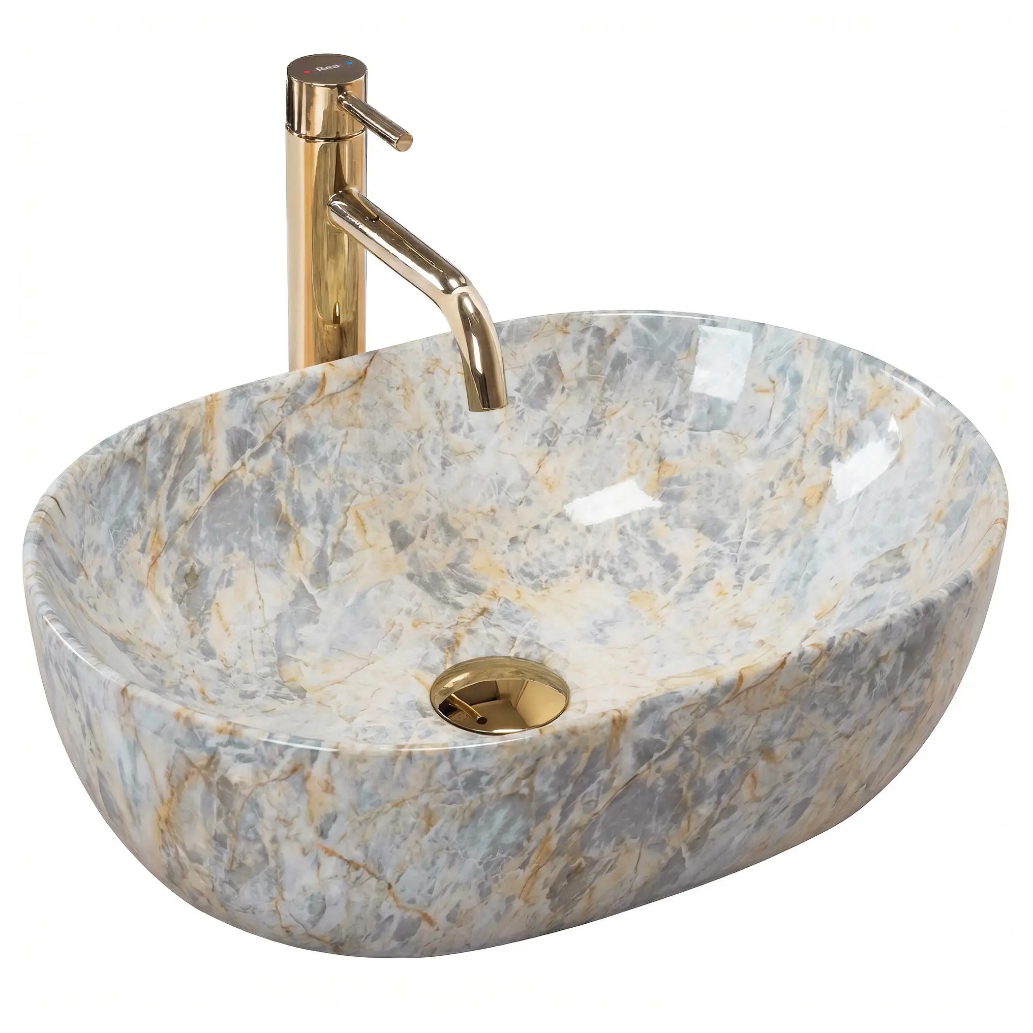 Rea Amelia lavabo 48x34.5 cm ovale à poser gris/pierre mat REA-U0625