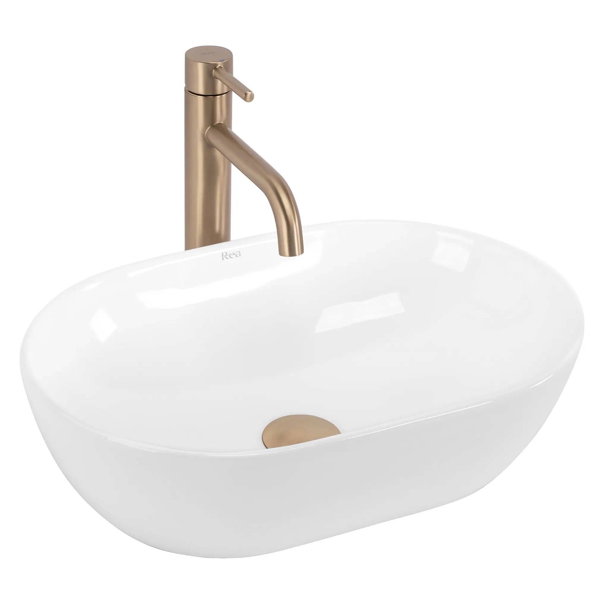 Rea Amelia lavabo 45x31 cm ovale à poser blanc brillant REA-U4330
