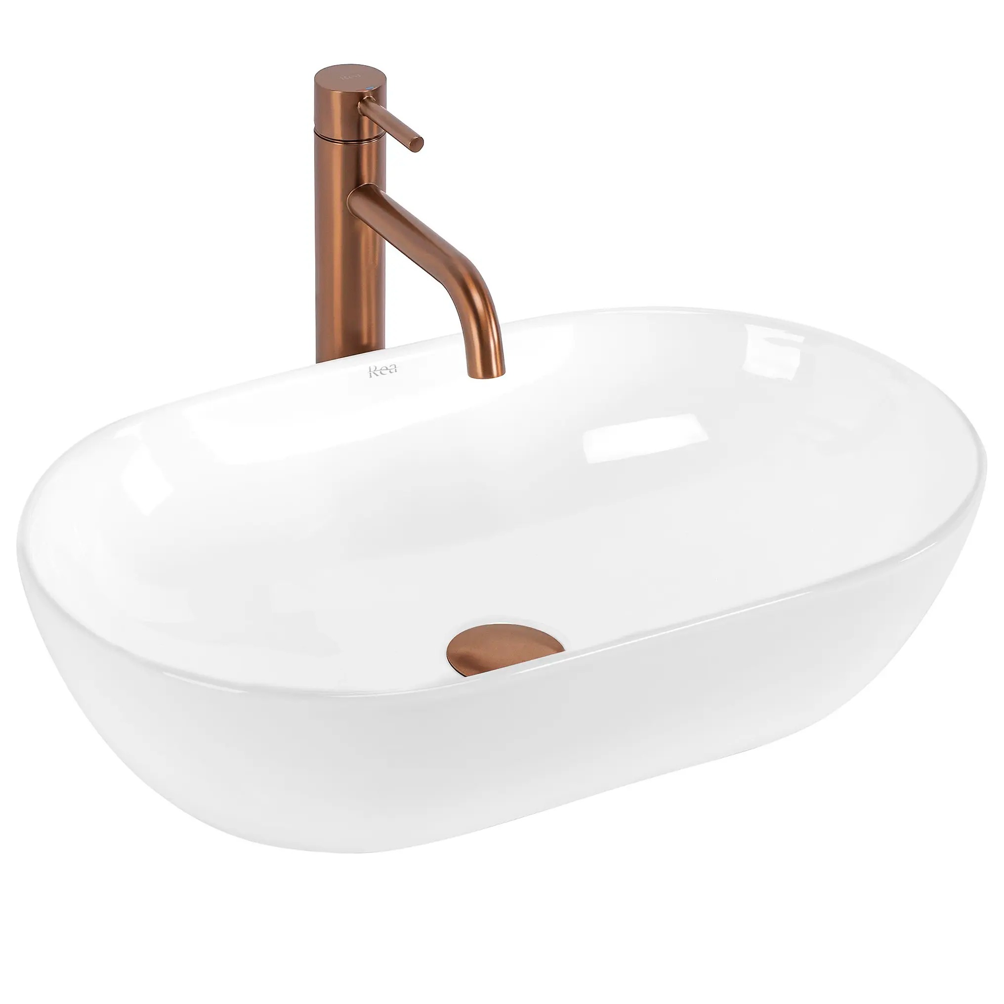 Rea Amelia lavabo 52x32.5 cm ovale à poser blanc REA-U4331