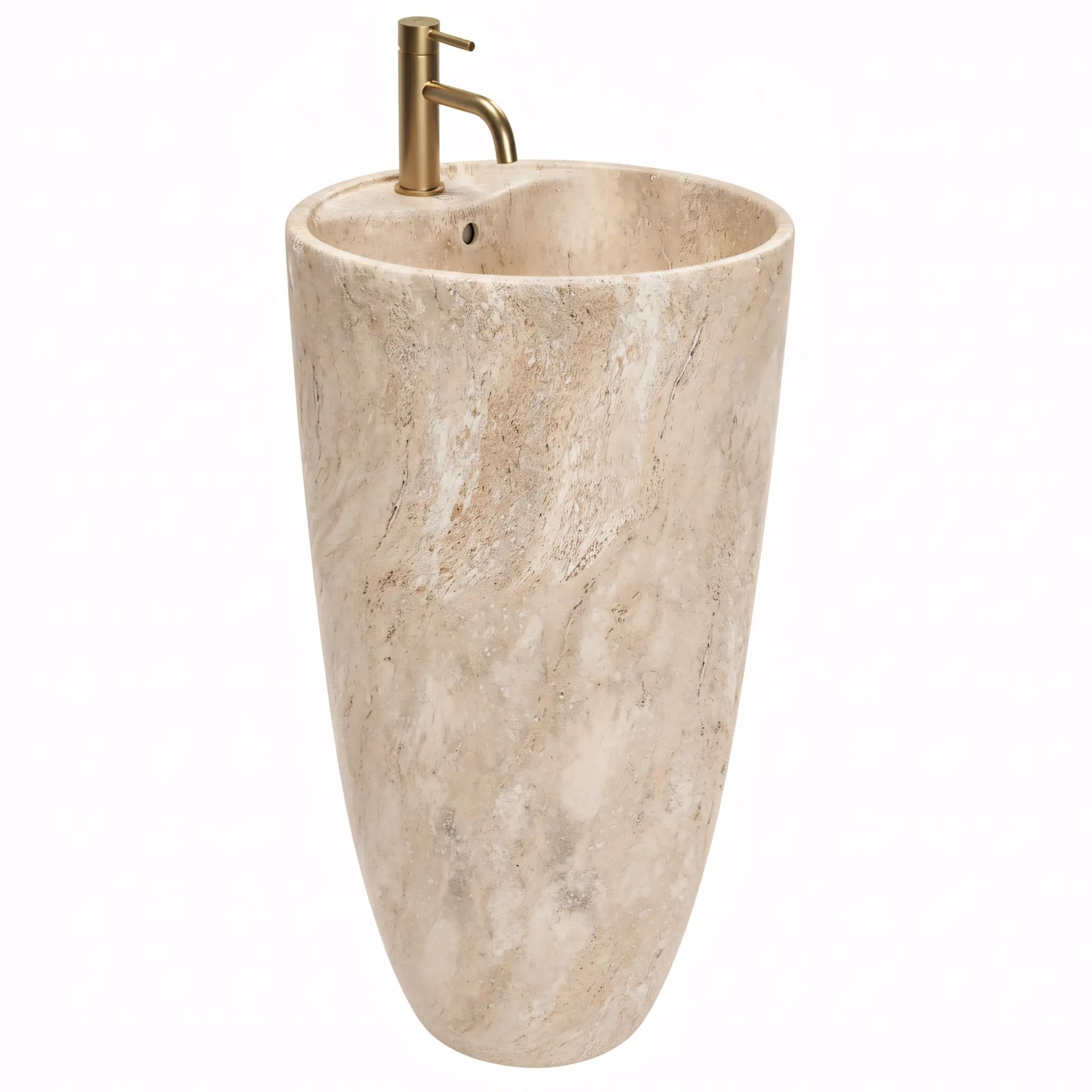 Rea Anya lavabo sur pied 45x45 cm ronde autoportante marron/beige REA-U3614