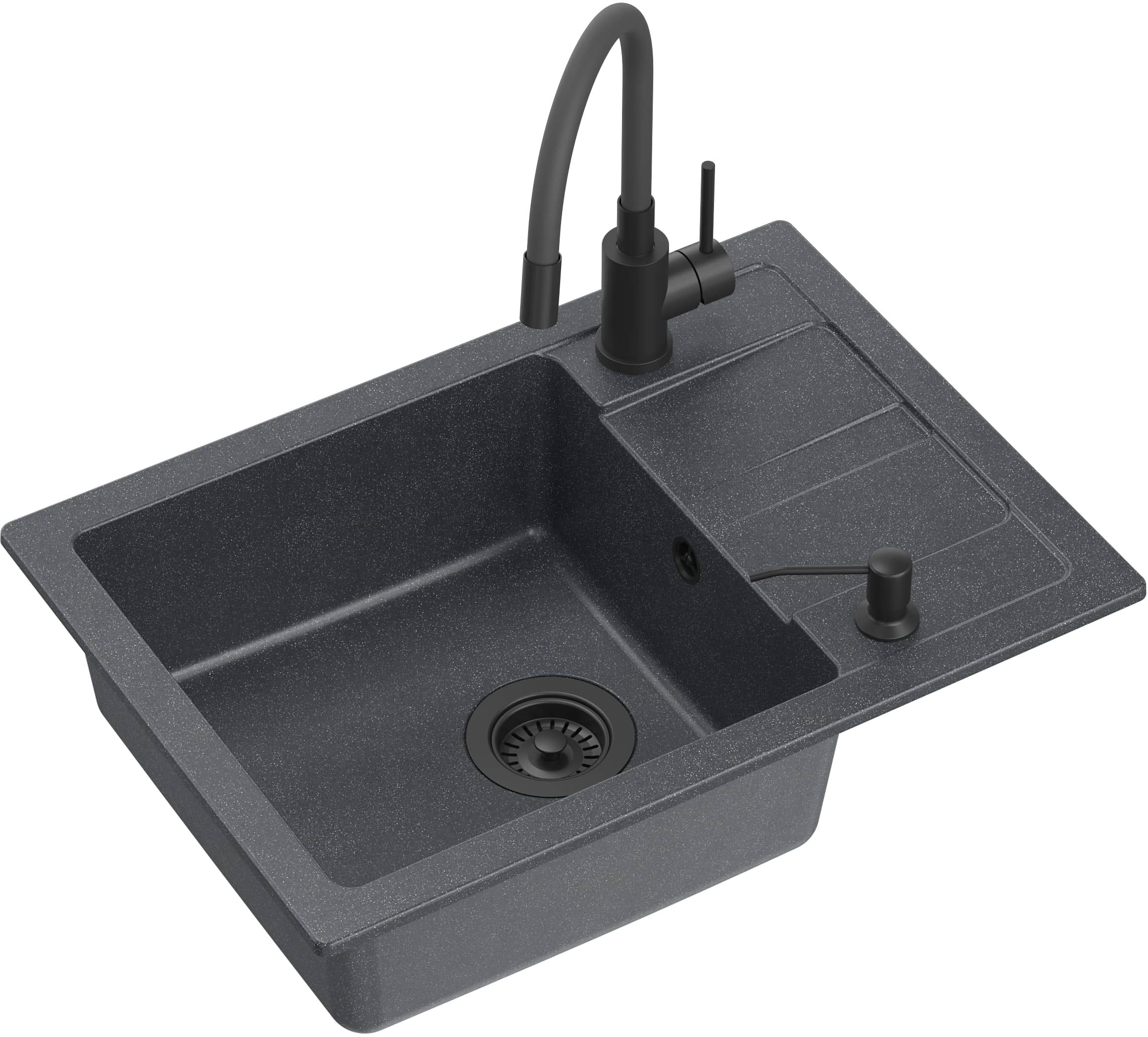 Quadron Ready Smart évier avec mitigeur et distributeur noir/noire LA_TQ6244RSBLM