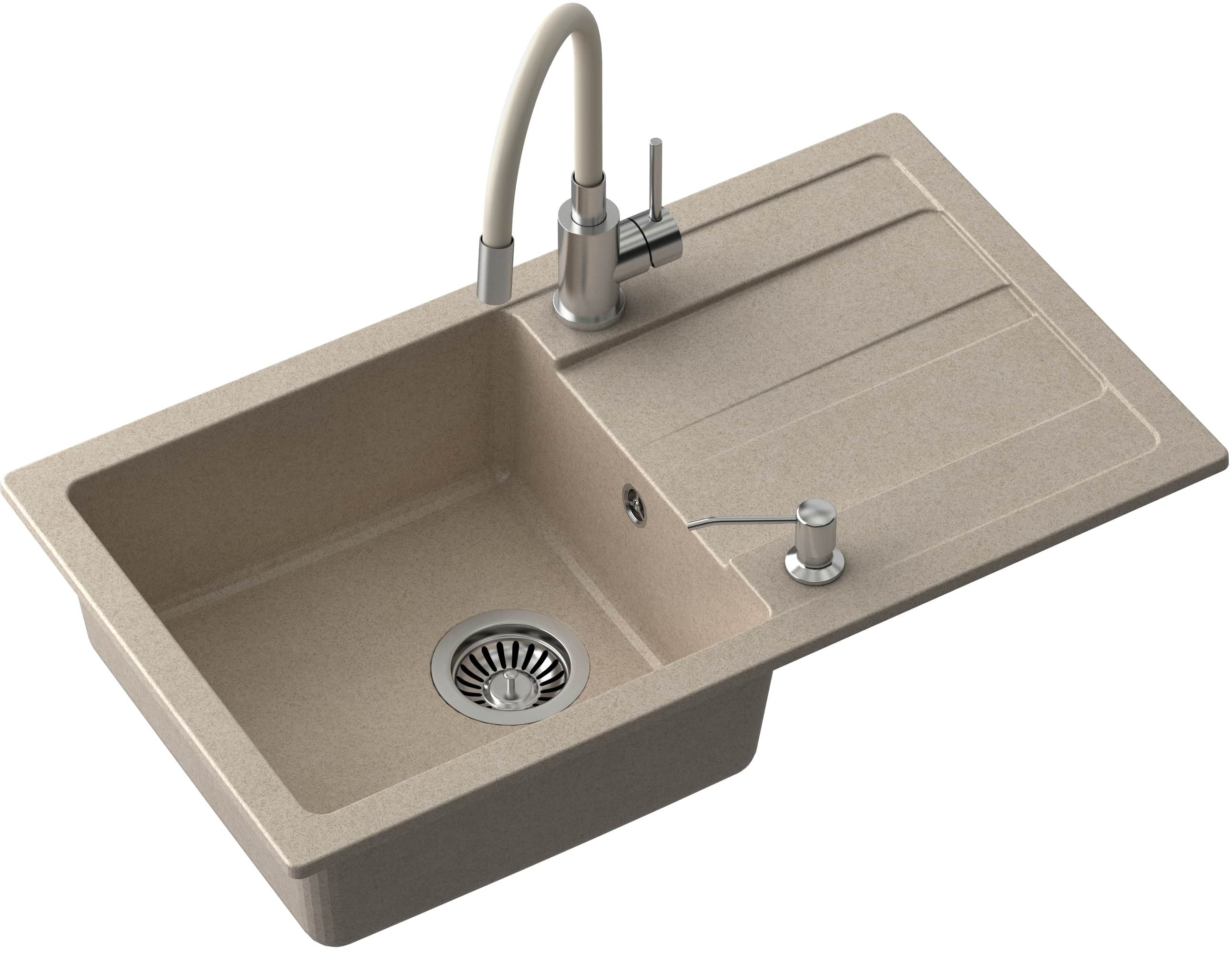 Quadron Ready Max évier avec mitigeur et distributeur beige/acier LA_TQ7744RMBEZ