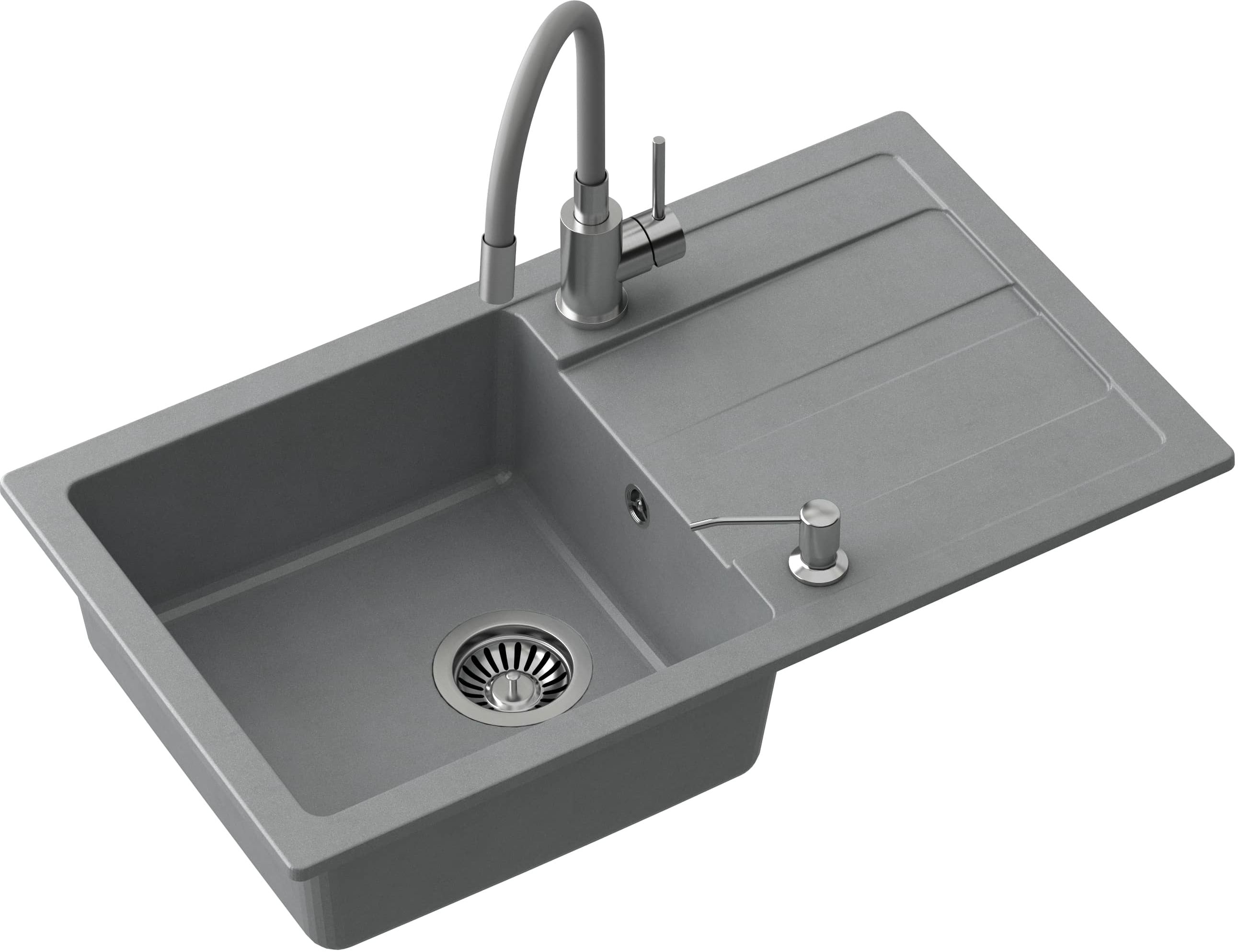 Quadron Ready Max évier avec mitigeur et distributeur gris/acier LA_TQ7744RMSZ