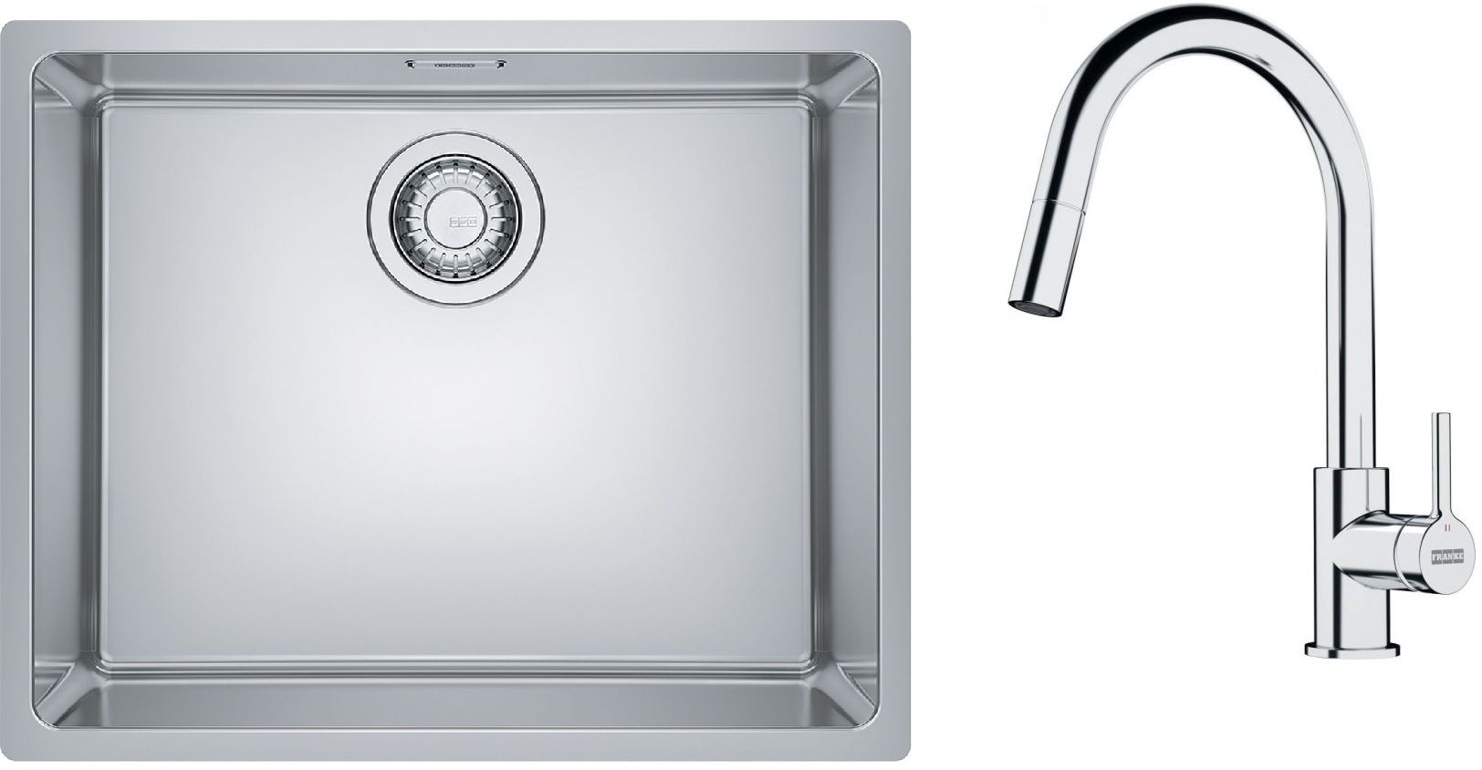 Set évier en acier inoxydable Franke Maris 122.0543.996, mitigeur de cuisine Franke Lina 115.0693.229