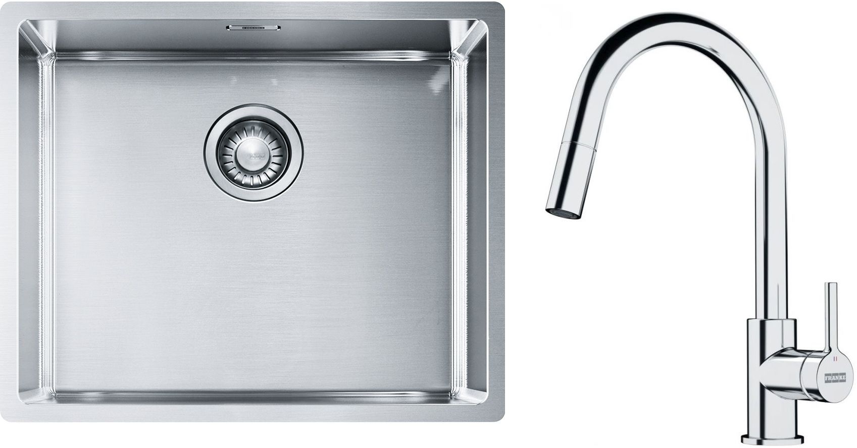 Set évier en acier inoxydable Franke Box 127.0453.656, mitigeur de cuisine Franke Lina 115.0693.229