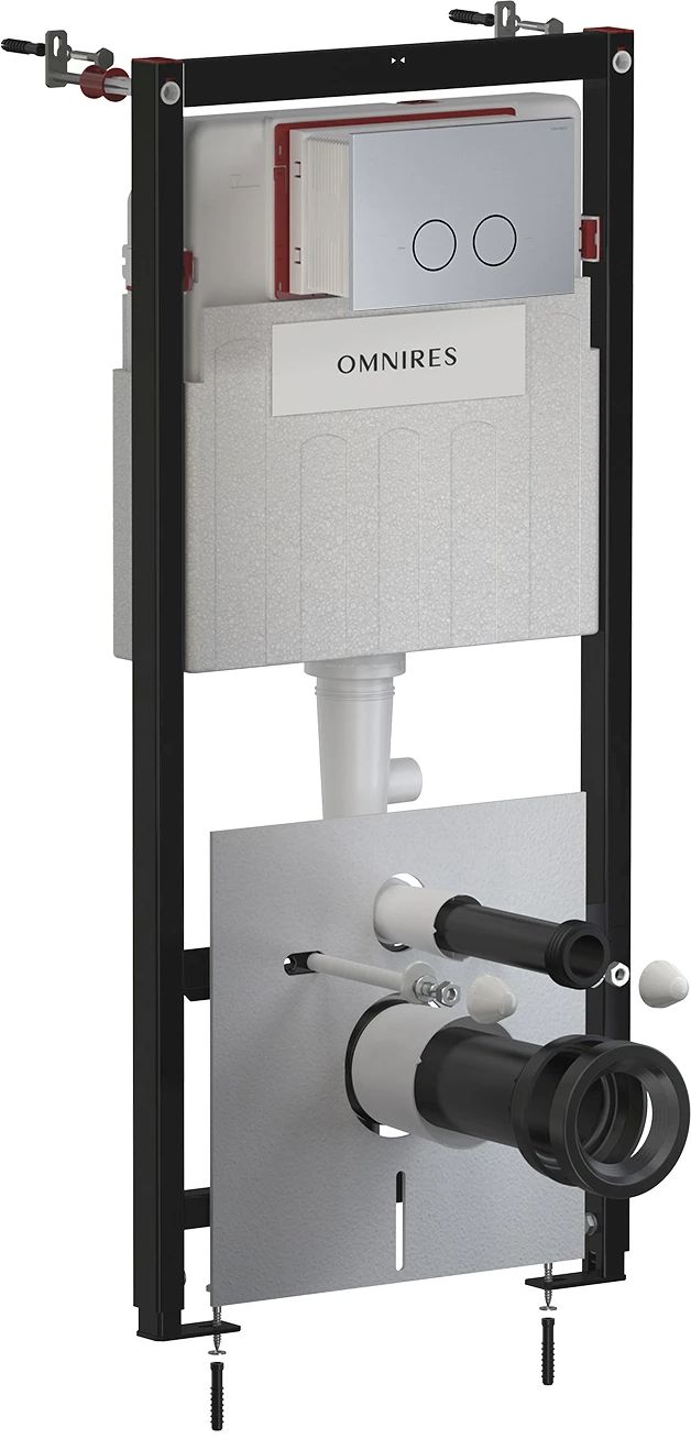 Omnires Flush Set châssis encastré avec bouton de chasse d'eau pour cuvette suspendue STFWC1R45-RNI