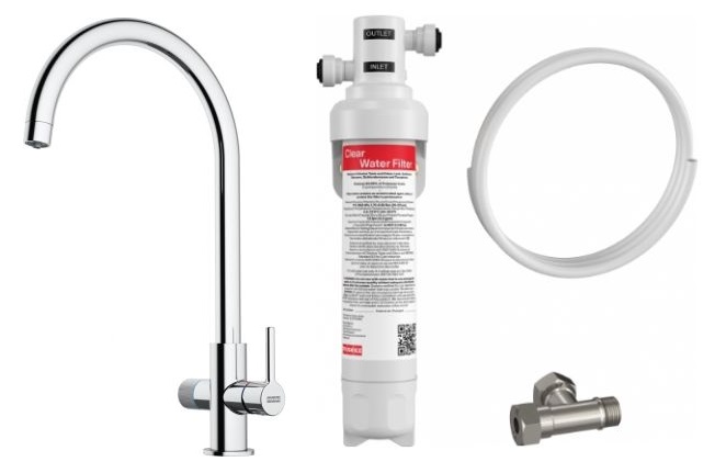 Set mitigeur de cuisine Franke Lina 120.0730.806, filtre sous évier Franke Clear Water 150.0730.809