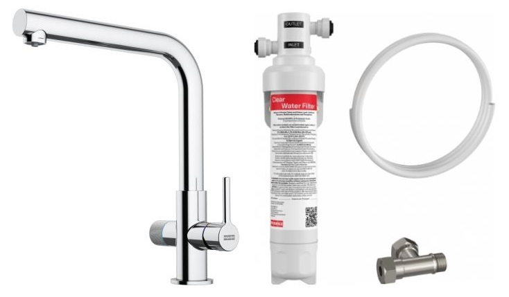 Set mitigeur de cuisine Franke Lina 120.0730.779, filtre sous évier Franke Clear Water 150.0730.809
