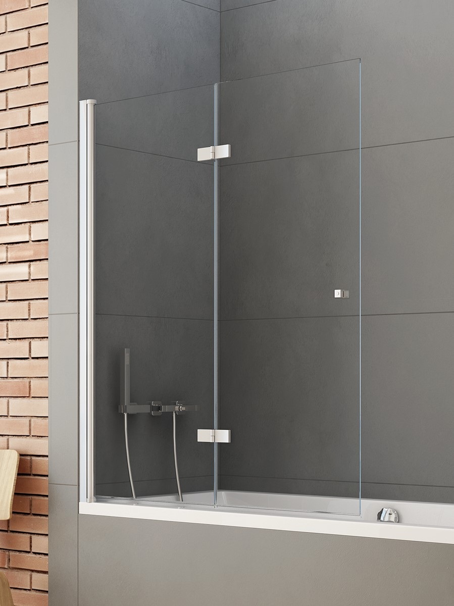 New Trendy New Soleo paroi de baignoire 110 cm deux pièces chrome brillant/verre transparent P-0083