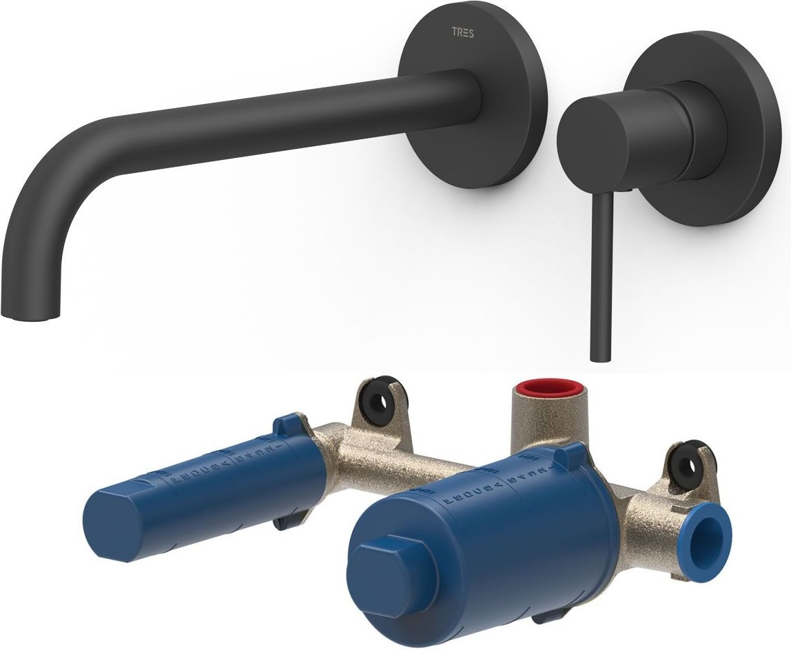 Set mitigeur de lavabo Tres Study 26230022NM, élément encastré Tres 20830002