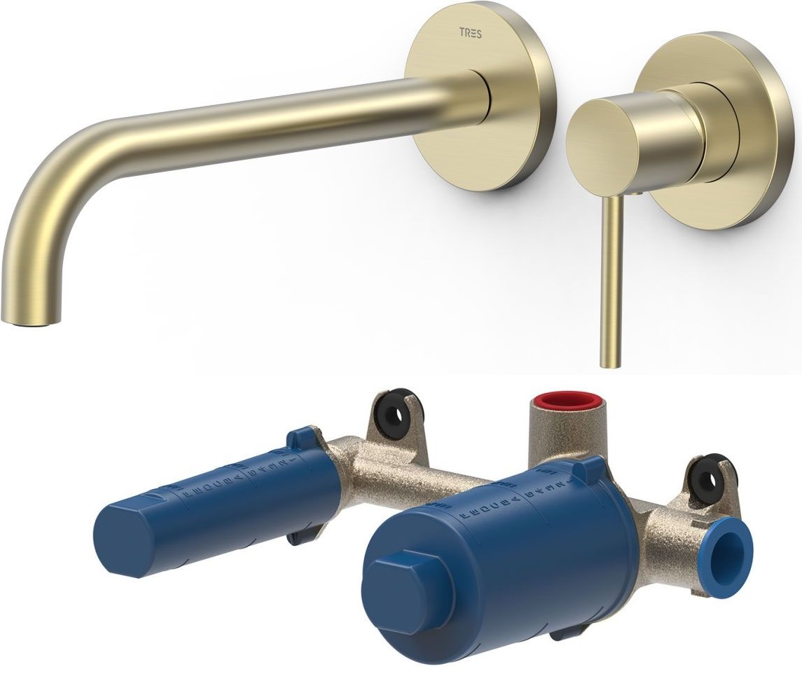 Set mitigeur de lavabo Tres Study 26230022CA, élément encastré Tres 20830002
