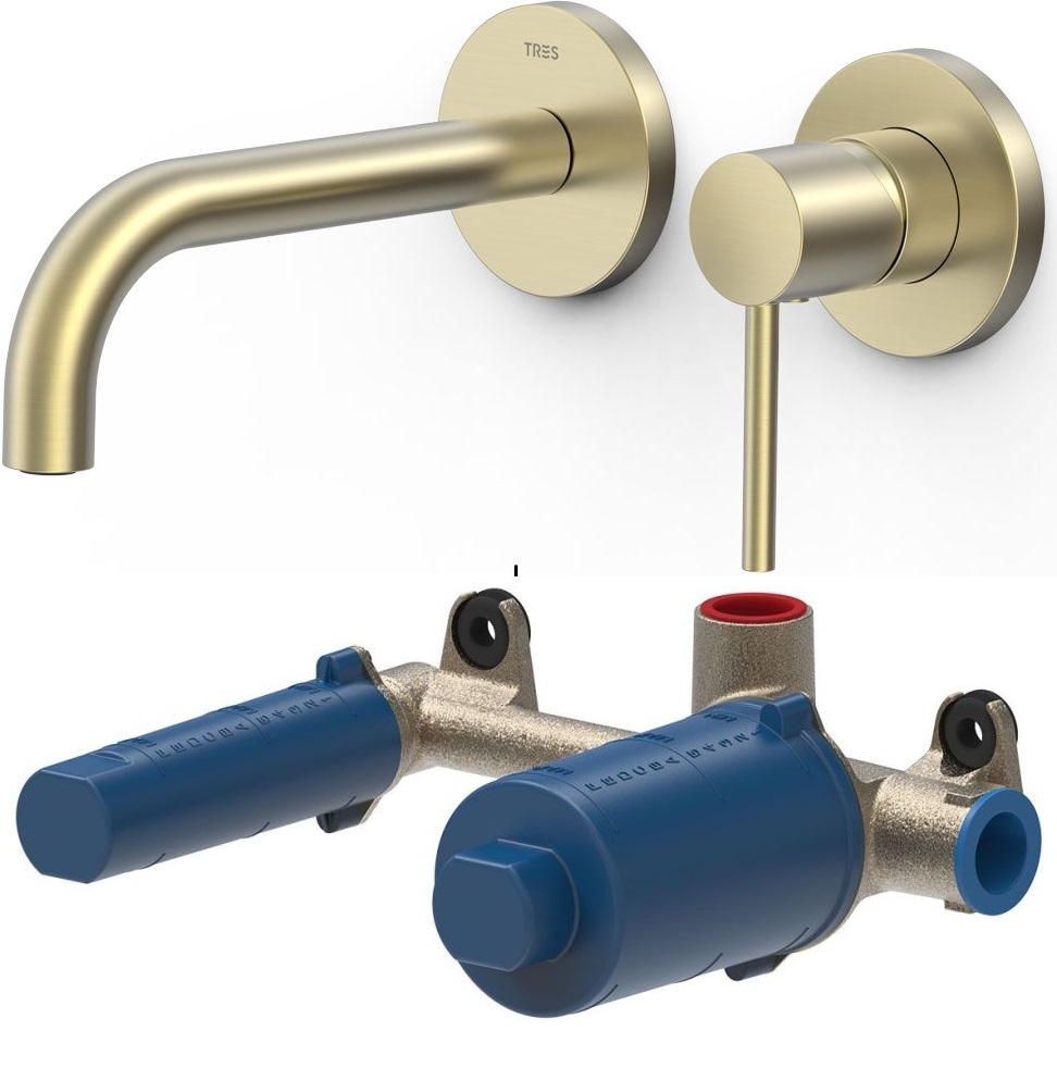Set mitigeur de lavabo Tres Study Exclusive 26230021CA, élément encastré Tres 20830002