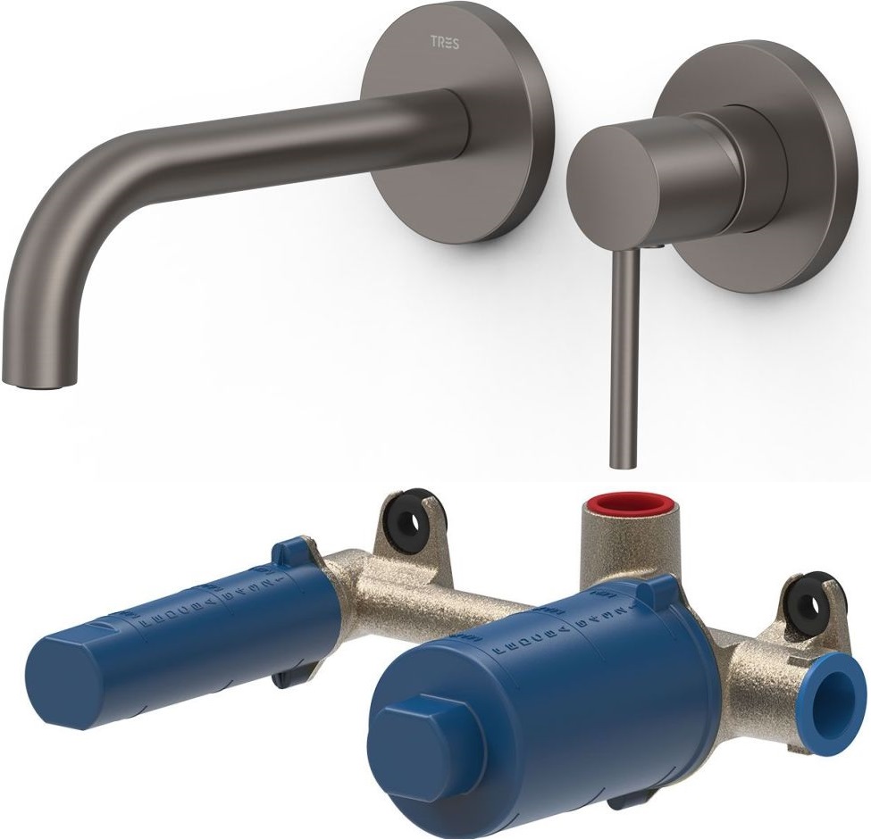Set mitigeur de lavabo Tres Study Exclusive 26230021GR, élément encastré Tres 20830002
