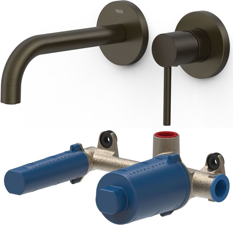 Set mitigeur de lavabo Tres Study Exclusive 26230021KMB, élément encastré Tres 20830002