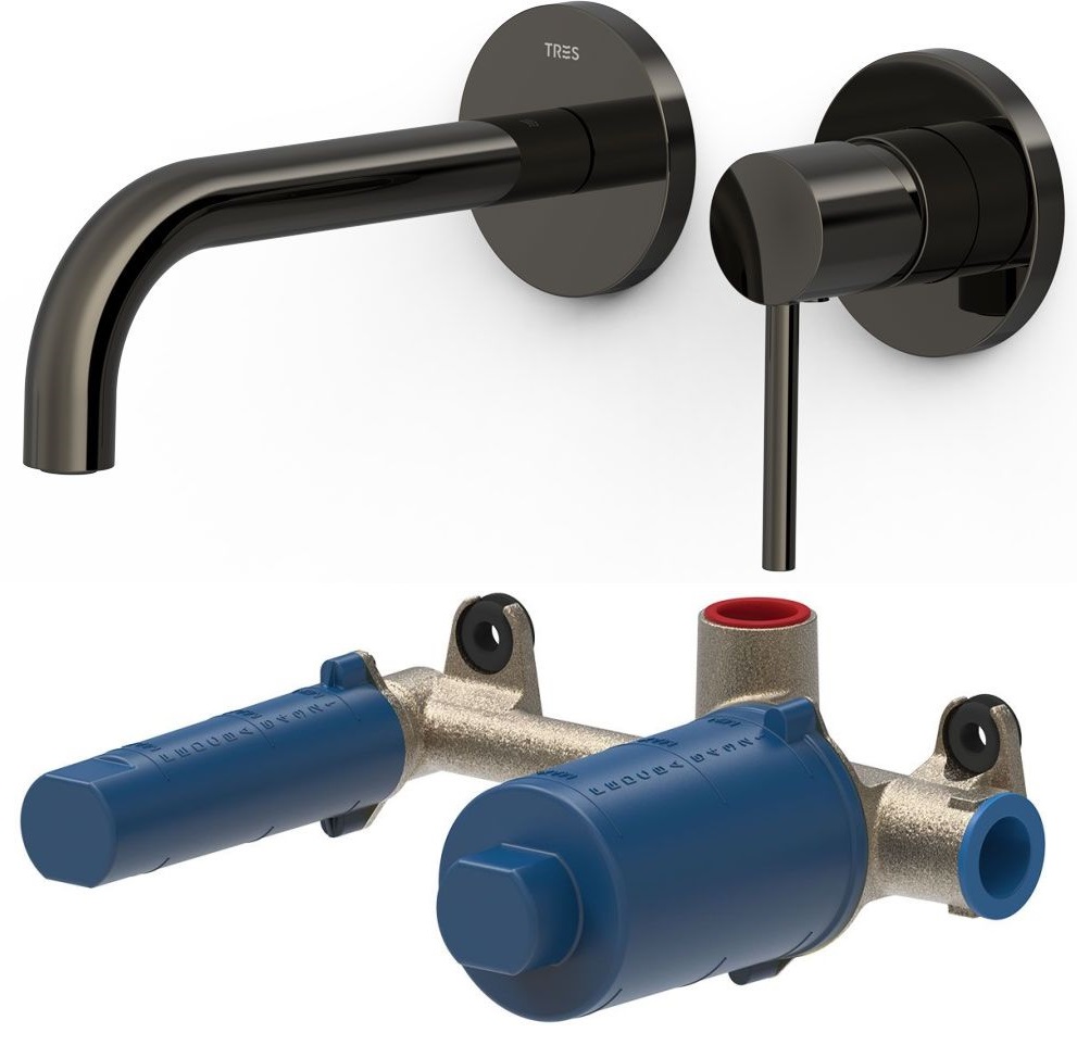 Set mitigeur de lavabo Tres Study Exclusive 26230021KM, élément encastré Tres 20830002