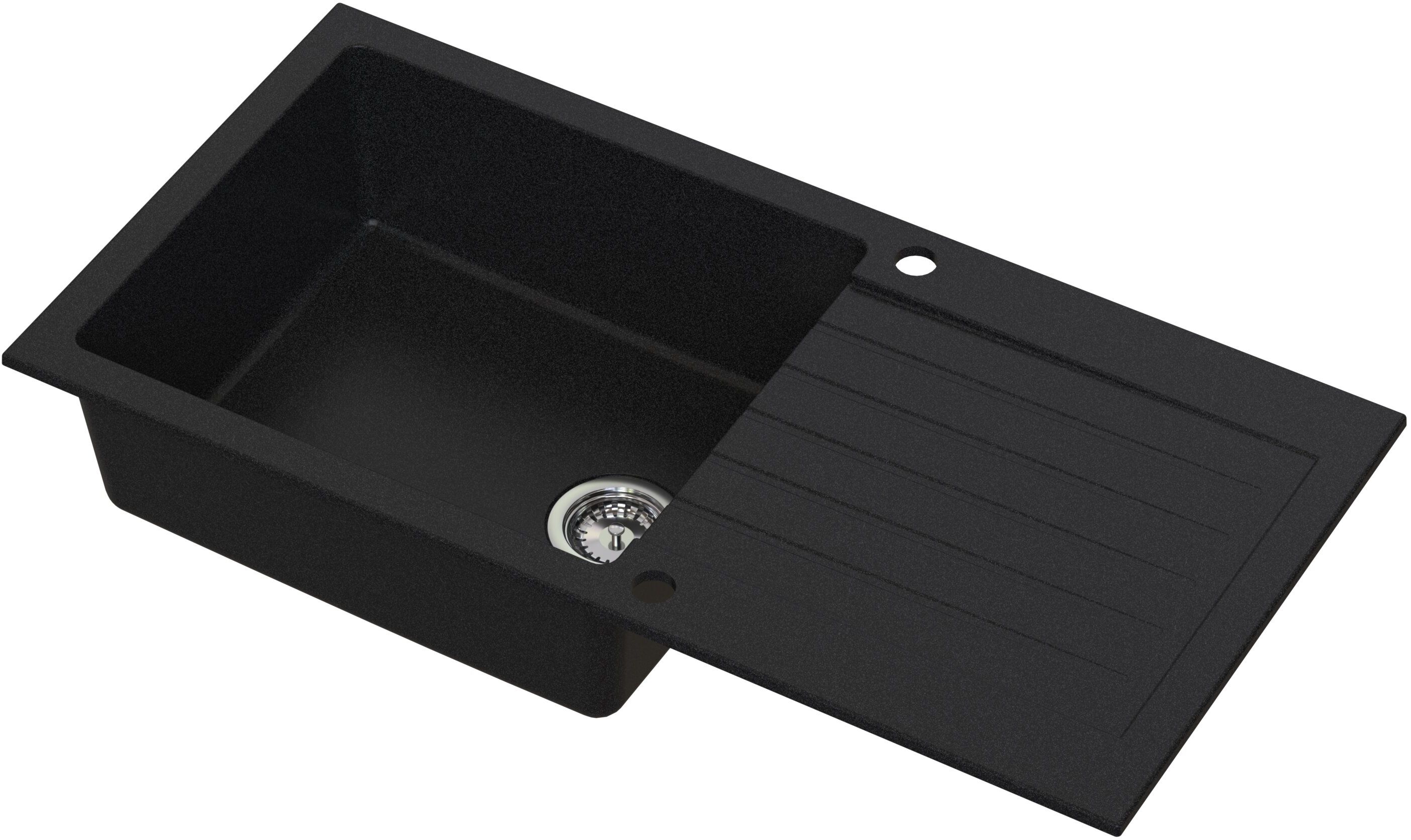 Ruvetti Pineko 160 Long évier en granit 100x50 cm noir 3001PN_BC160L-W