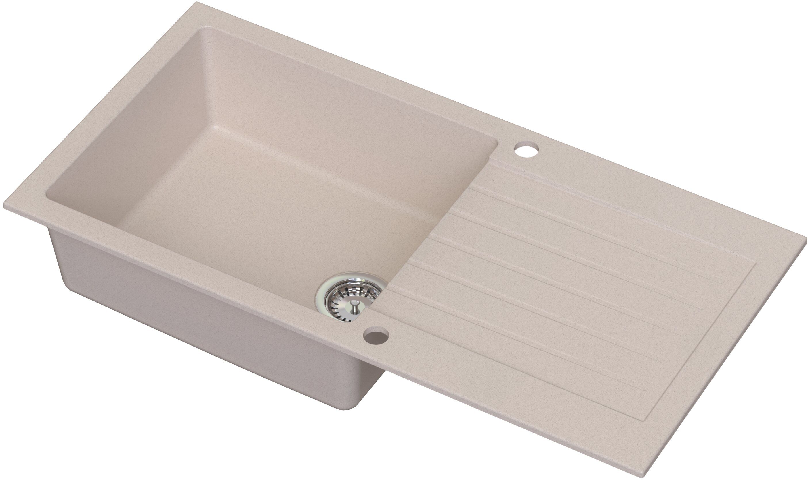 Ruvetti Pineko 160 Long évier en granit 100x50 cm beige 3001PN_BE160L-W