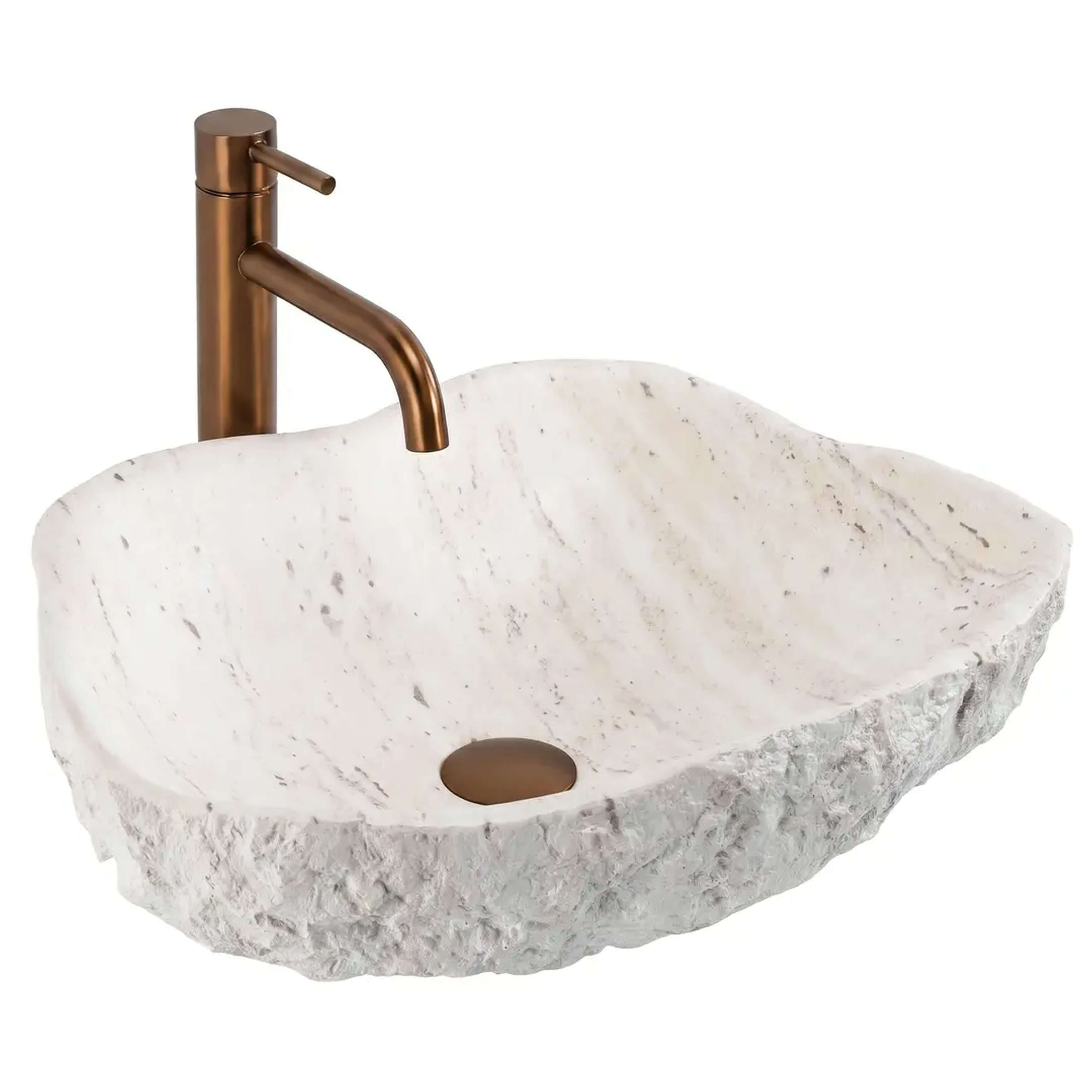 Rea Isla lavabo 49x37 cm à poser blanc-gris/pierre-marron/beige mat REA-U0642