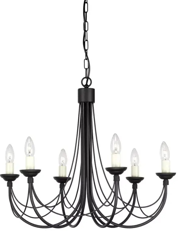 Elstead Lighting Carisbrooke lampe suspendue 6x60 W noir CB6-BLACK