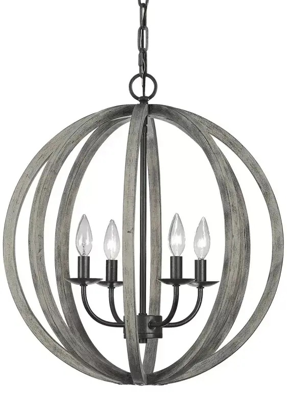 Elstead Lighting Allier lampe suspendue 4x60 W bois-fer FE-ALLIER-4P-WW