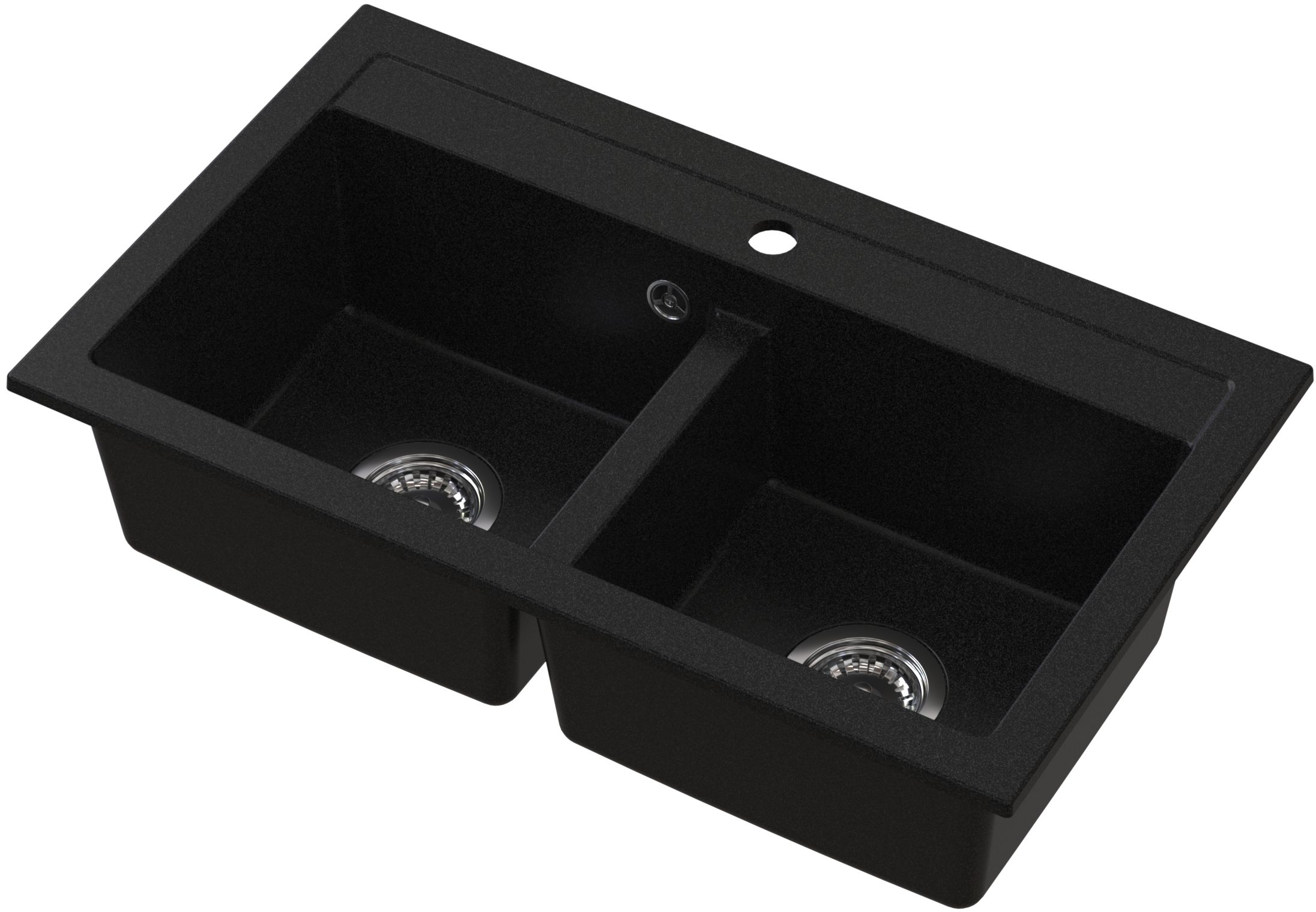 Ruvetti Doblo évier en granit 75.6x44.7 cm noir 3001DO_BC_W