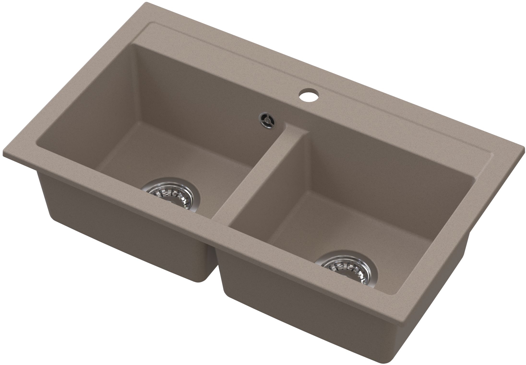 Ruvetti Doblo évier en granit 75.6x44.7 cm beige 3001DO_BE_W