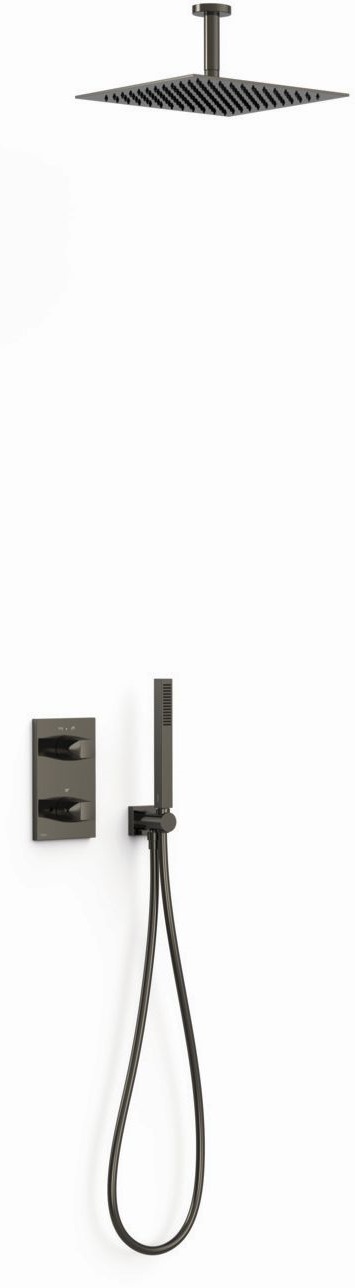 Tres Therm-Box ensemble de douche encastré avec thermostat avec douche pluie noir 21135003KM