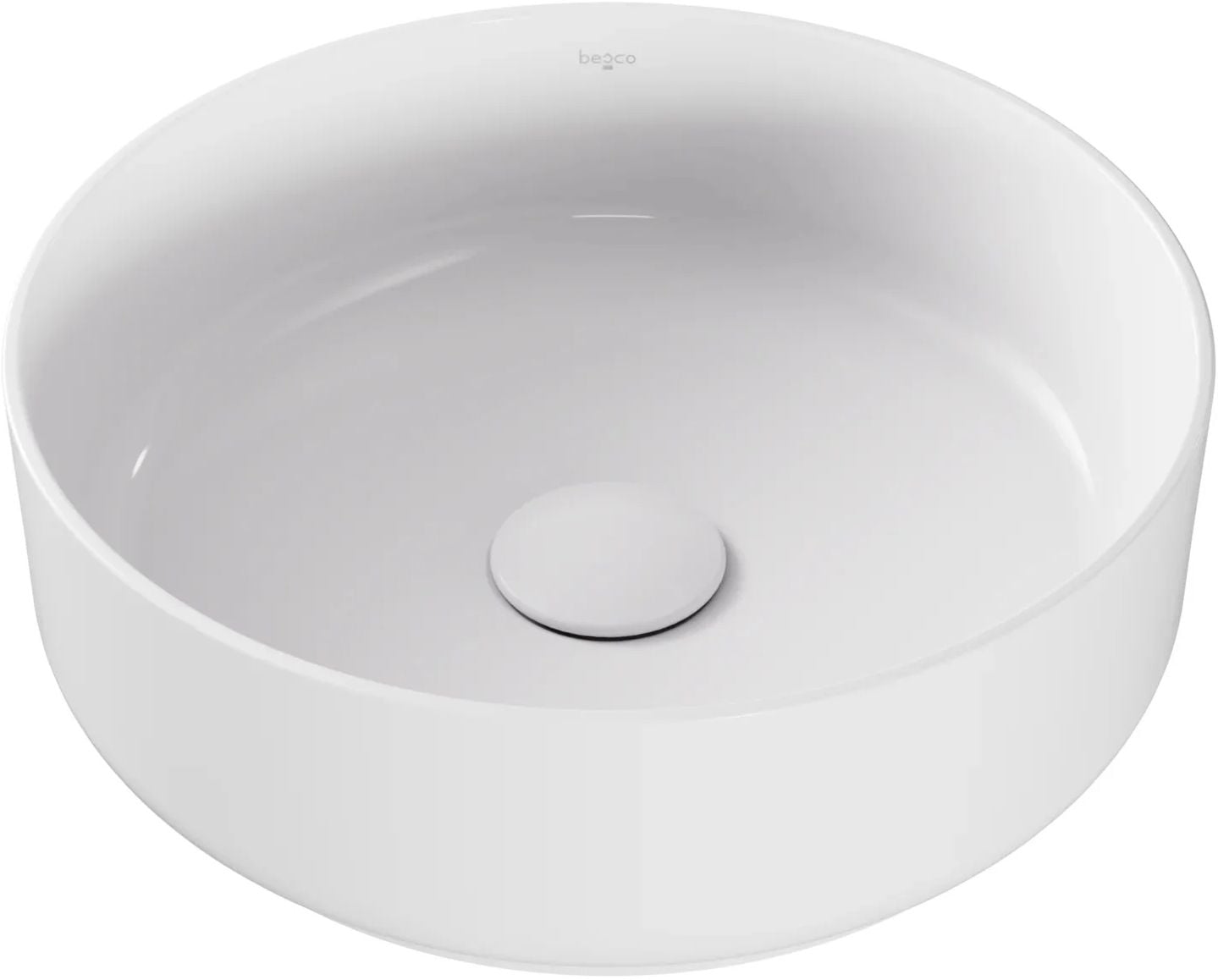Besco Clea lavabo 34.6x34.6 cm ronde à poser blanc brillant UNC-35-CLB