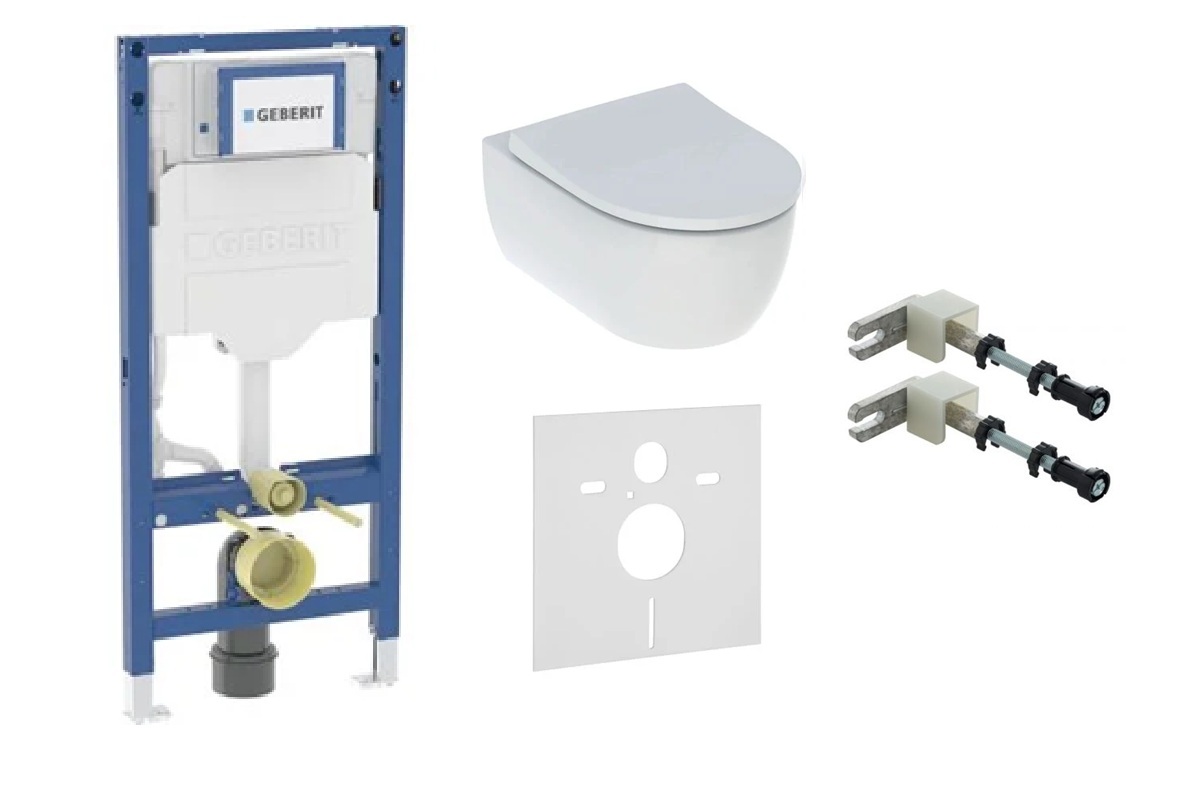 Set châssis encastré Geberit Duofix 111.320.00.6, cuvette de WC Geberit iCon 503.233.00.1, 111.815.00.1, 156.050.00.1