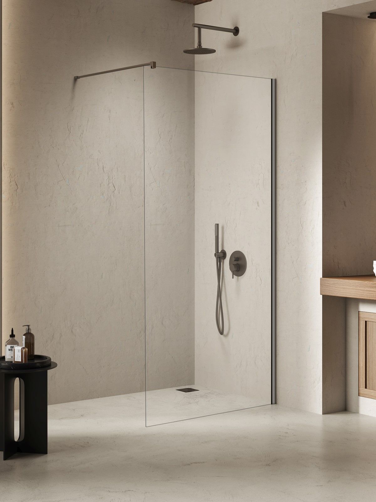 New Trendy Nesta Gunmetal Brushed paroi de douche walk-in 110 cm gris canon brossé/verre transparent K-1758