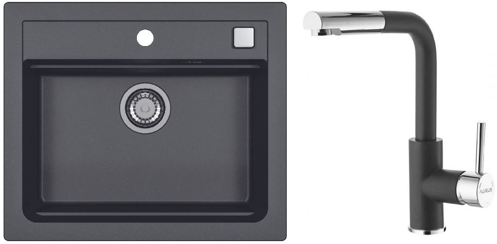 Set évier en granit Alveus Atrox 1131996, mitigeur de cuisine Alveus Siros 1129048