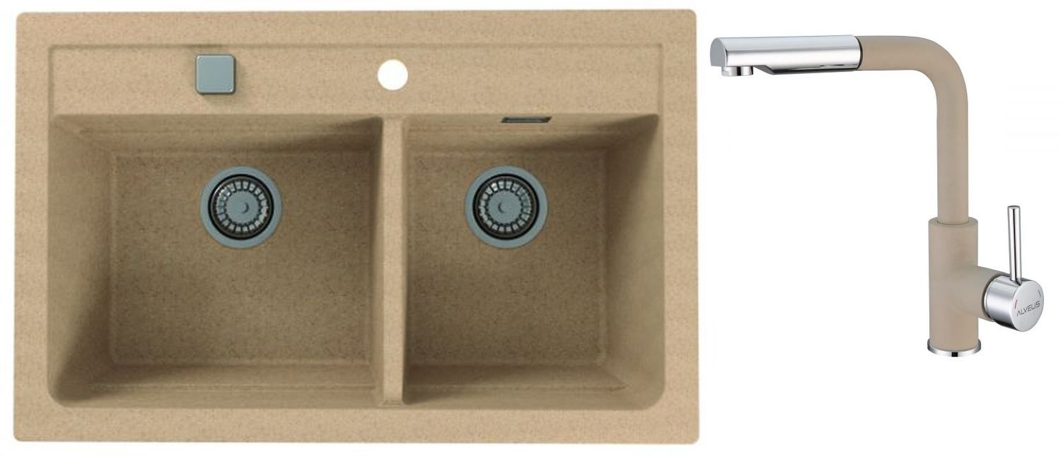Set évier en granit Alveus Atrox 1132000, mitigeur de cuisine Alveus Siros 1129045