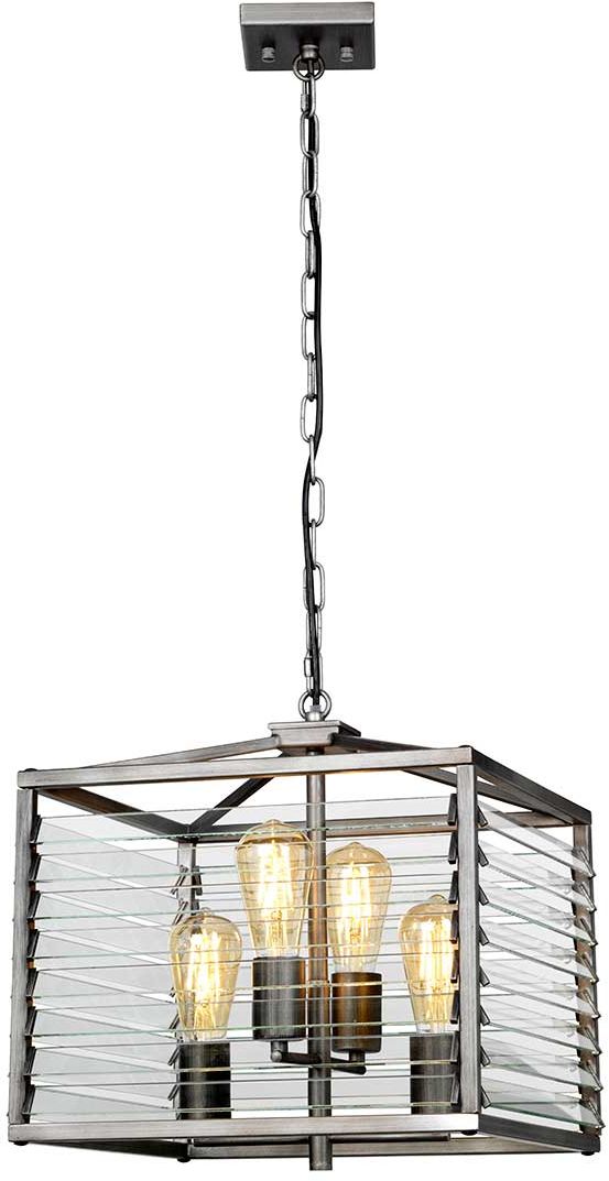 Elstead Lighting Louvre lampe suspendue 4x60 W gris/cendre LOUVRE-4P