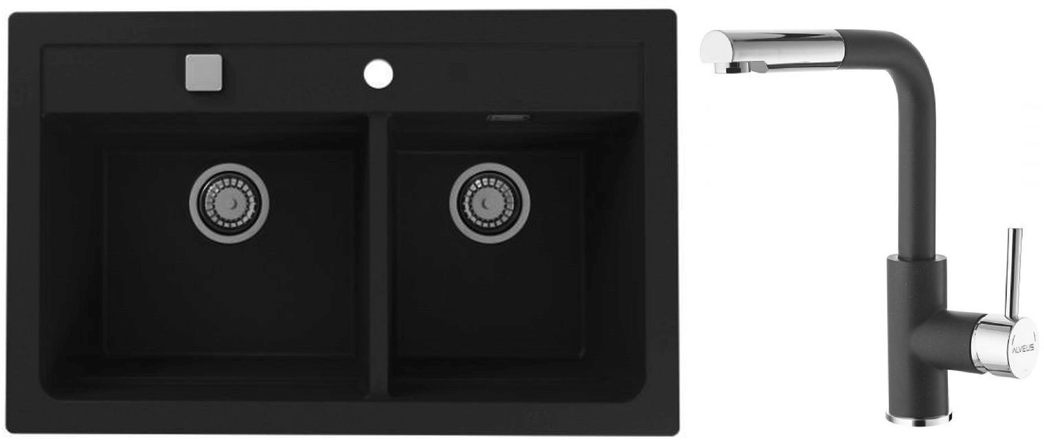 Set évier en granit Alveus Atrox 1132002, mitigeur de cuisine Alveus Siros 1129048