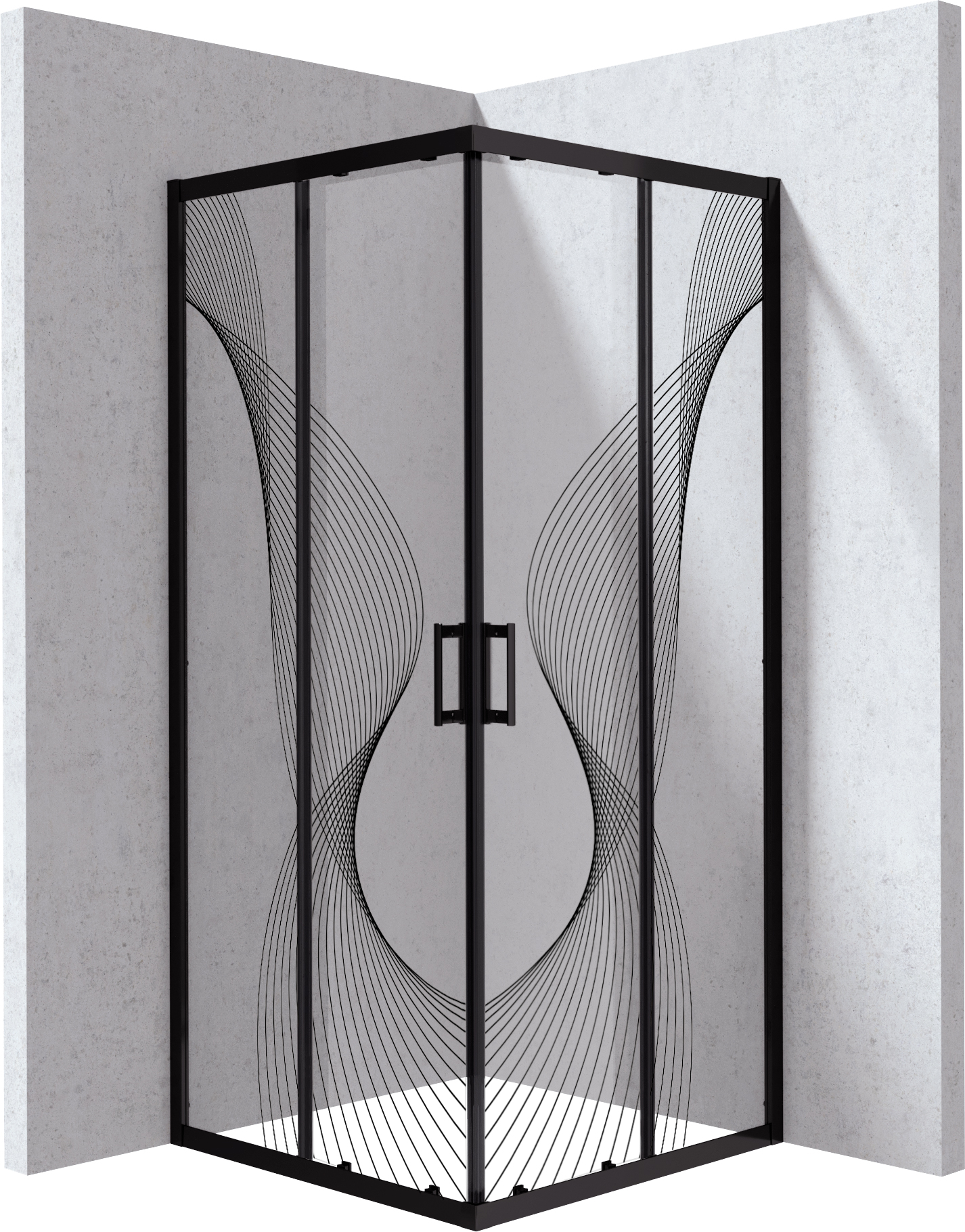 Deante Funkia Evo cabine de douche 90x90 cm carrée noir mat/verre à motif KYC_NB99P