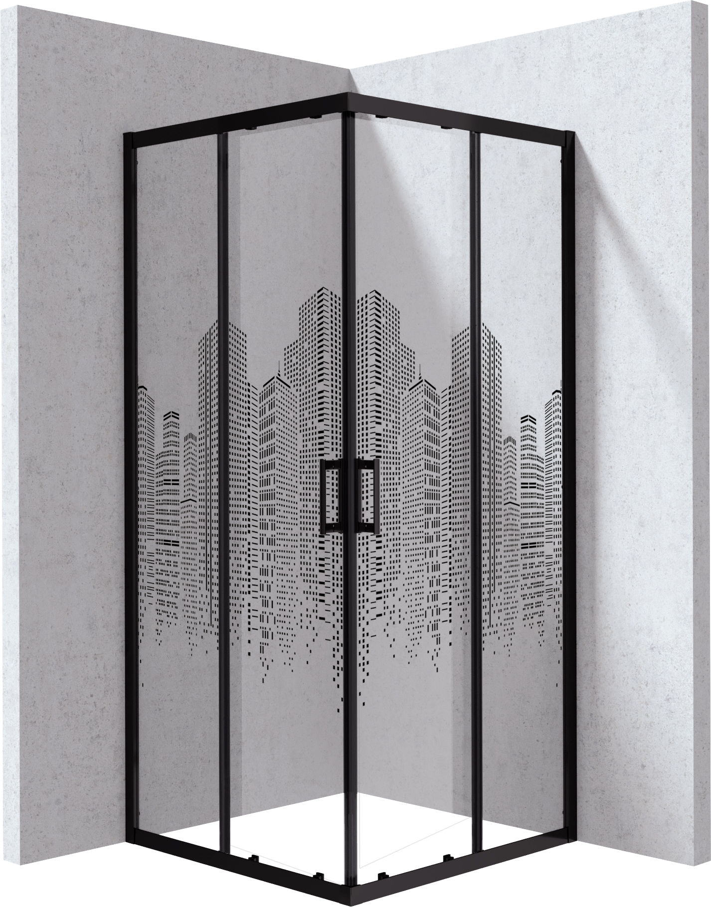 Deante Funkia Evo cabine de douche 80x80 cm carrée noir mat/verre à motif KYCND88P