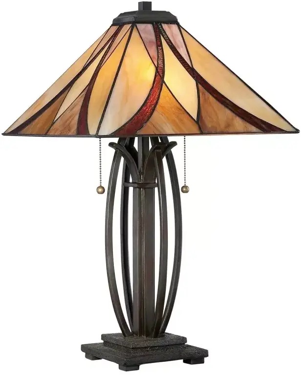 Elstead Lighting Asheville lampe de table 2x60 W ambré-crème-rouge QZ-ASHEVILLE-TL