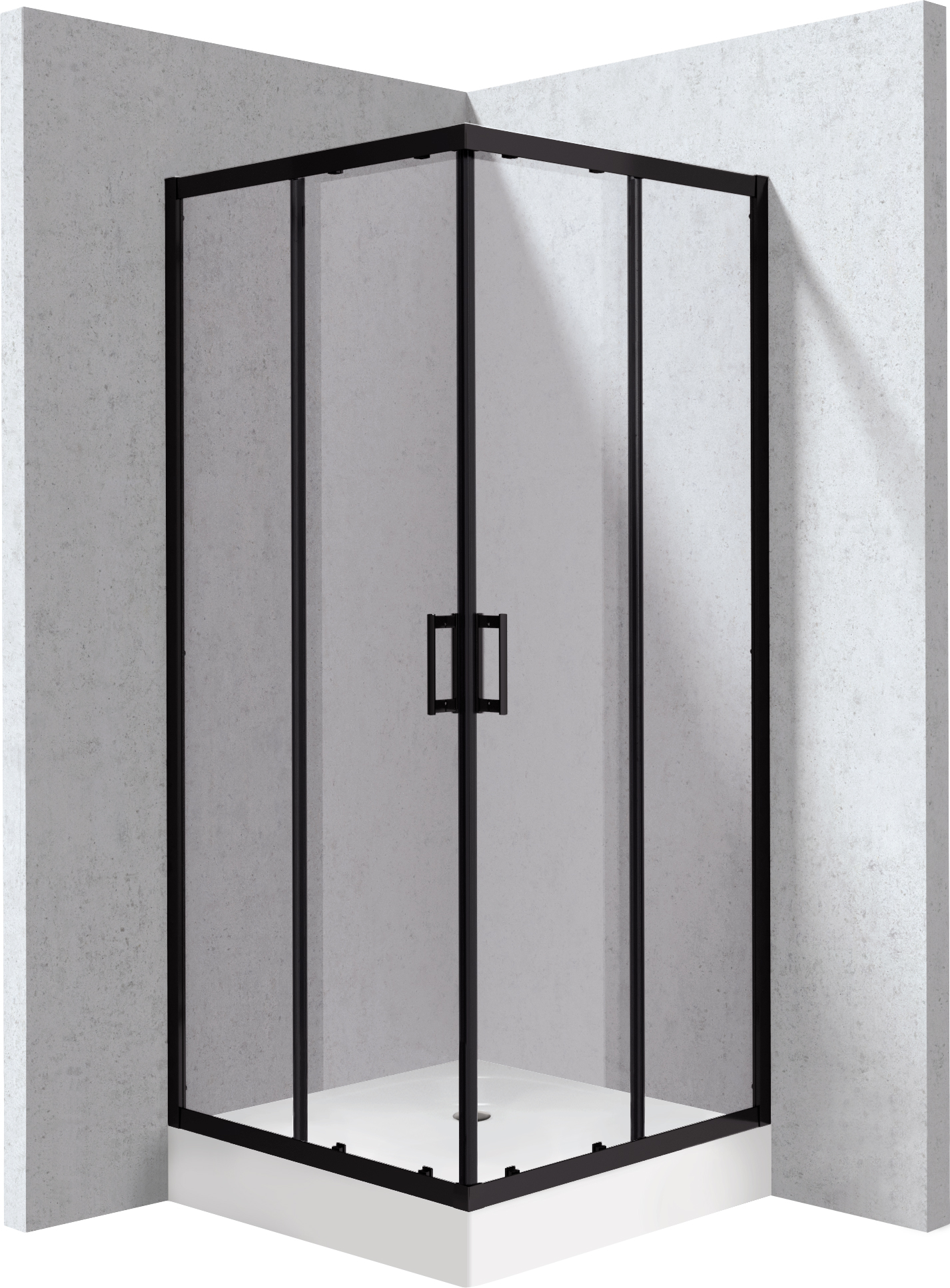 Deante Funkia Evo cabine avec receveur 80x80 cm carrée noir mat/verre transparent KYC_ZN088P