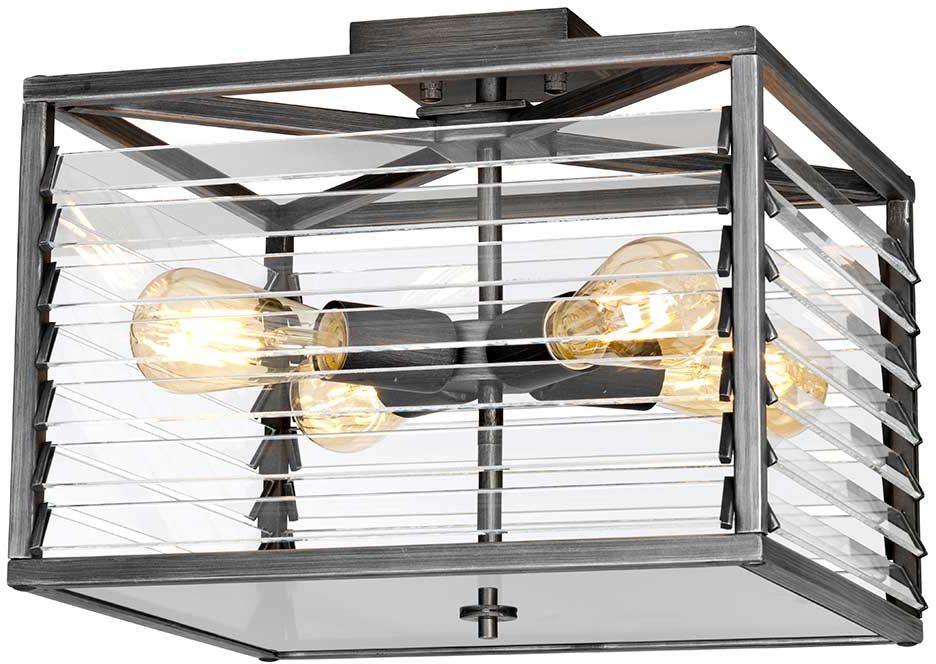 Elstead Lighting Louvre plafonnier 4x60 W gris LOUVRE-4F