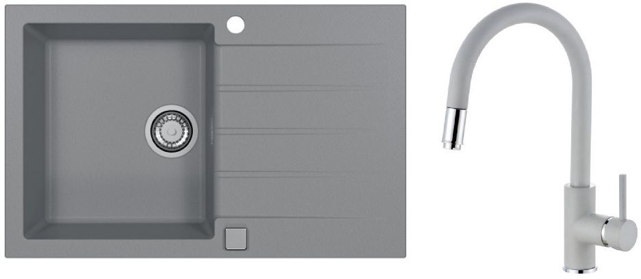 Set évier en granit Alveus Cadit 1132025, mitigeur de cuisine Alveus Delos 1129019