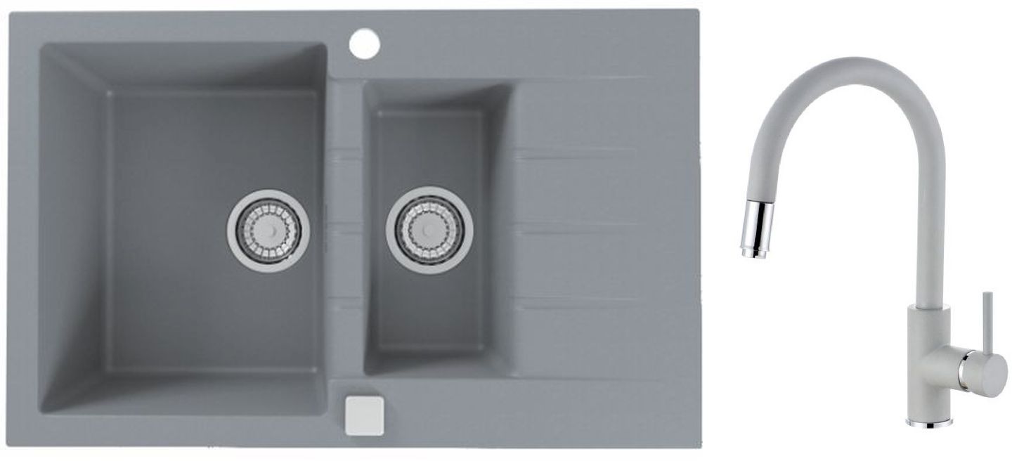 Set évier en granit Alveus Cadit 1131360, mitigeur de cuisine Alveus Delos 1129019