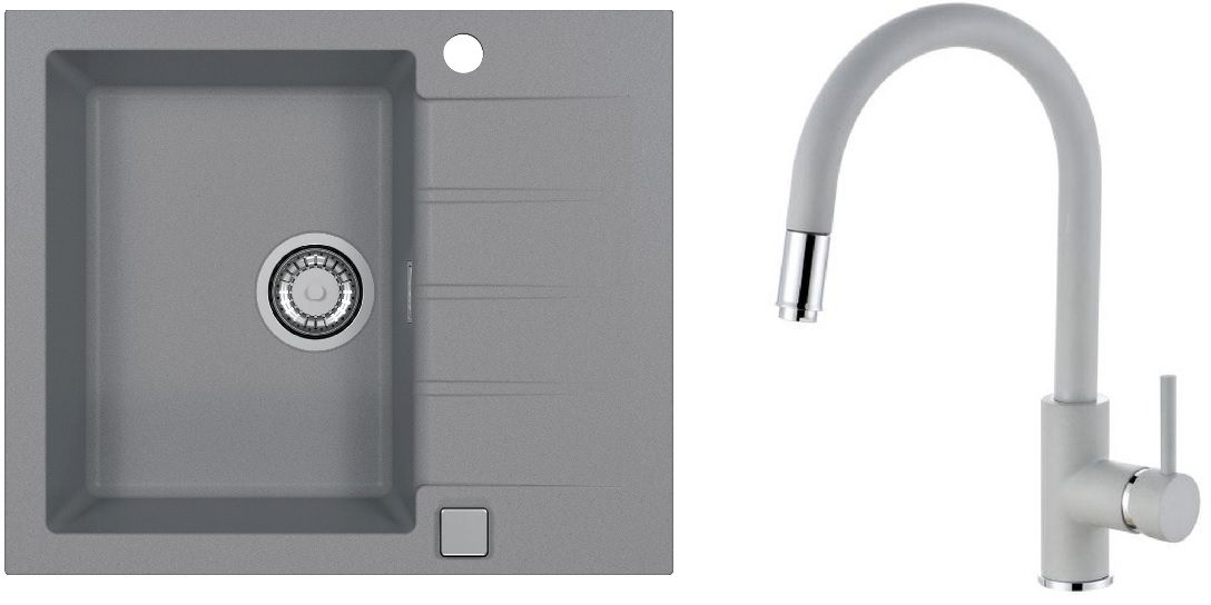 Set évier en granit Alveus Cadit 1132020, mitigeur de cuisine Alveus Delos 1129019